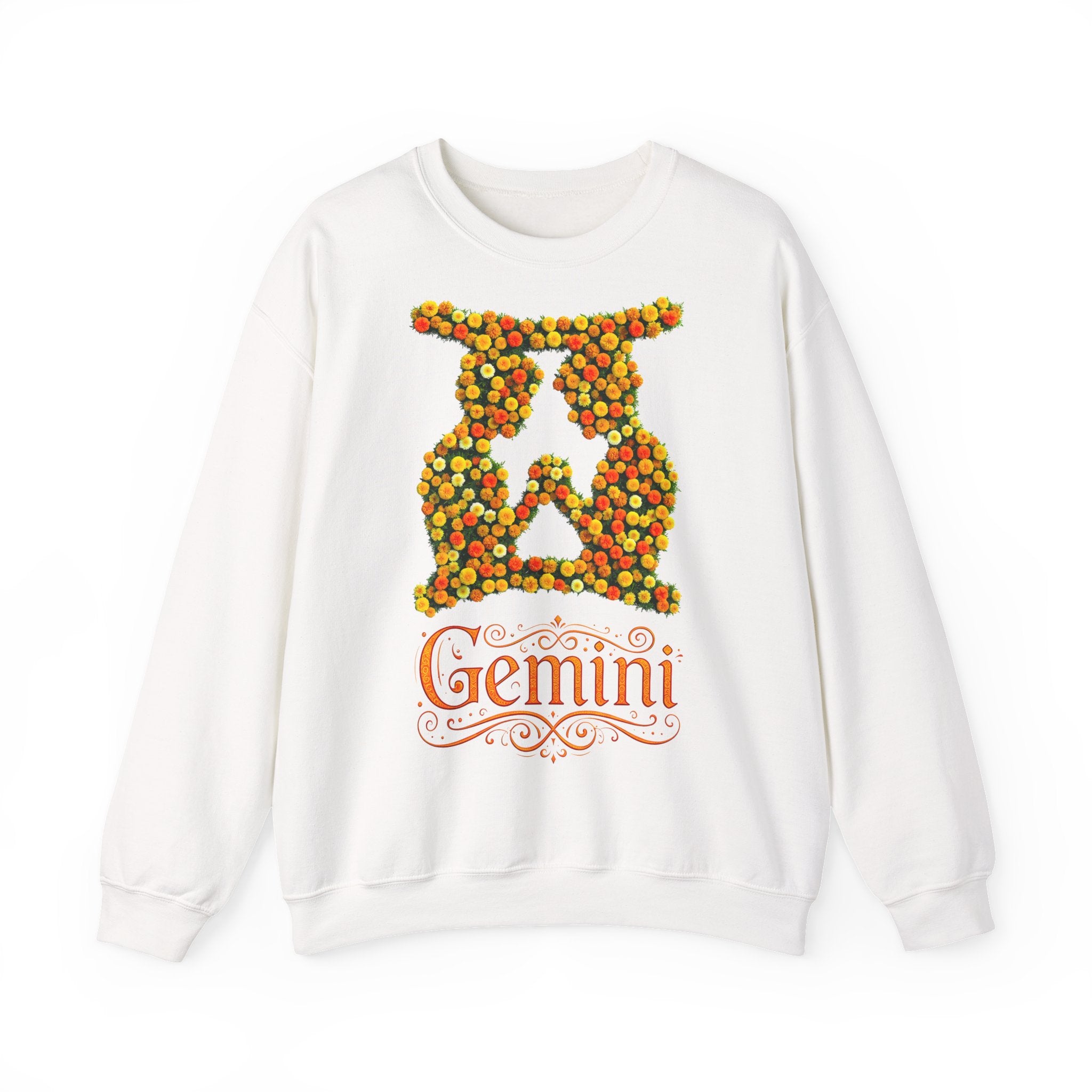 Zwilling: Frontprint, Unisex Sweatshirt, florales Sternzeichen, Zodiac Astrologie (Gemini)