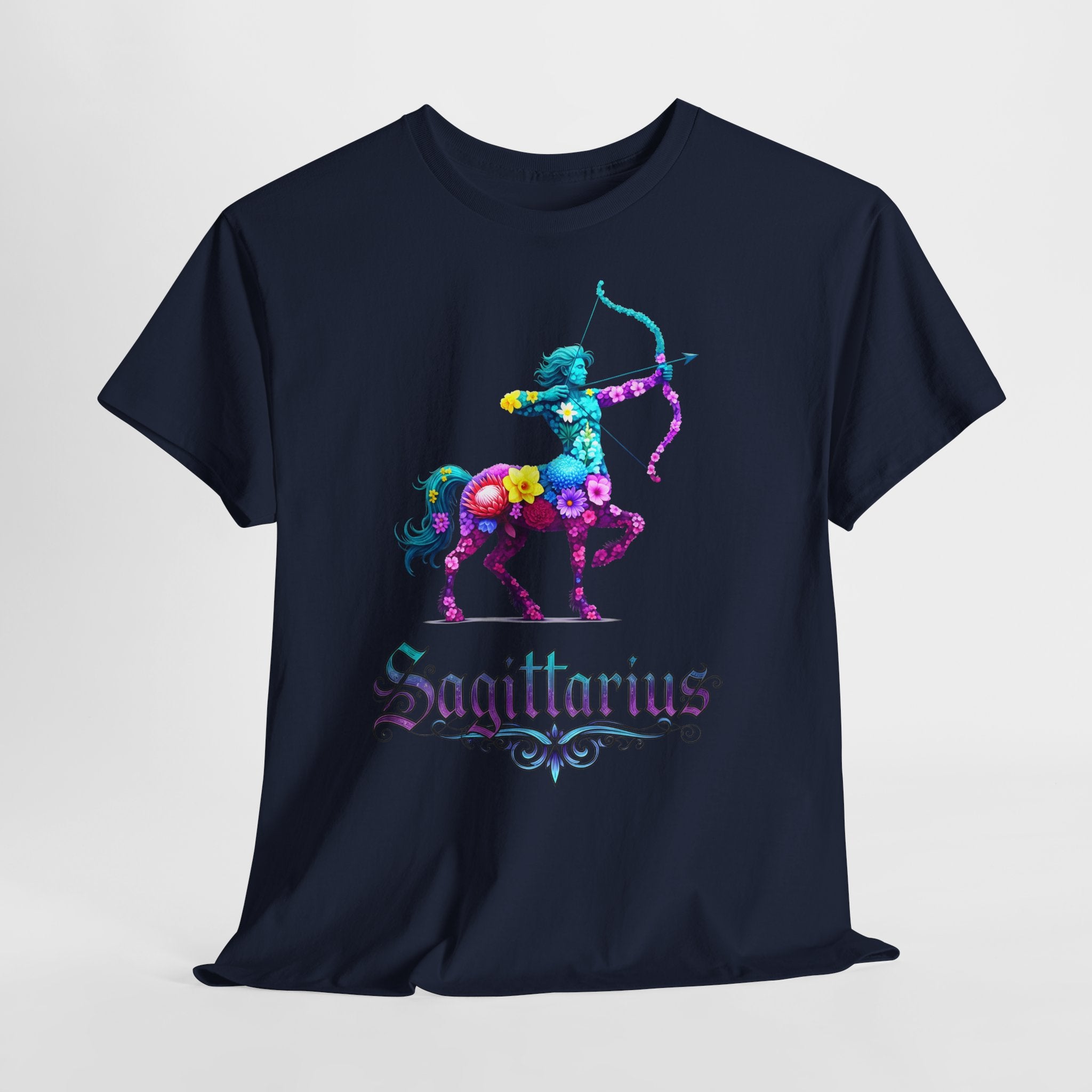 Schütze: Frontprint, Unisex T-Shirt - Florales Sternzeichen Astrologie (Sagittarius)