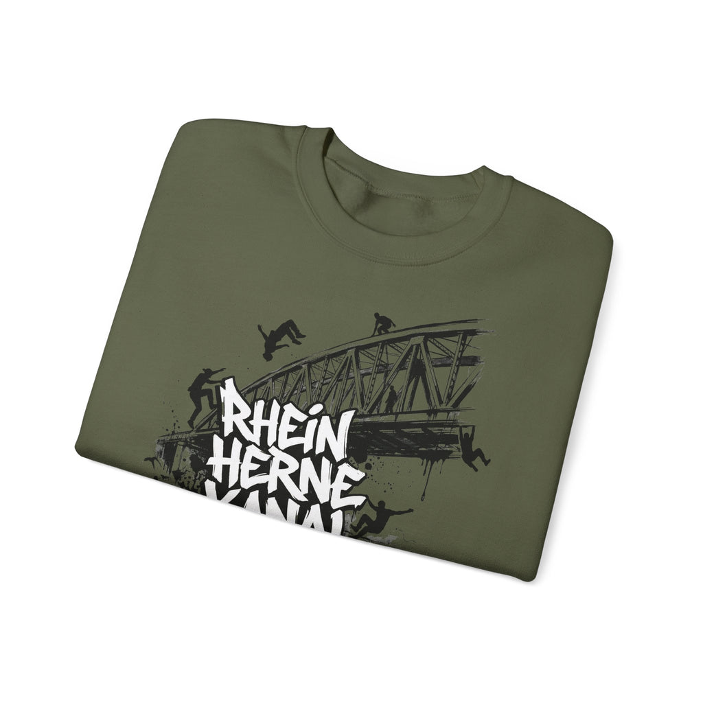 Parkour C: Frontprint, Unisex Sweatshirt - Urban Stunt Silhouette Crewneck