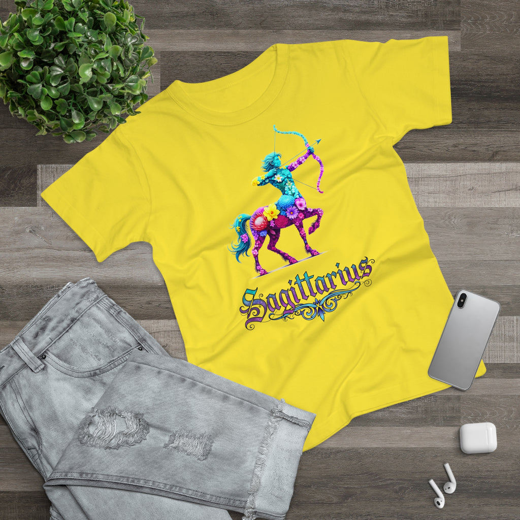 Schütze: Frontprint, Womens' T-Shirt, florales Sternzeichen, Zodiac Astrologie (Sagittarius)