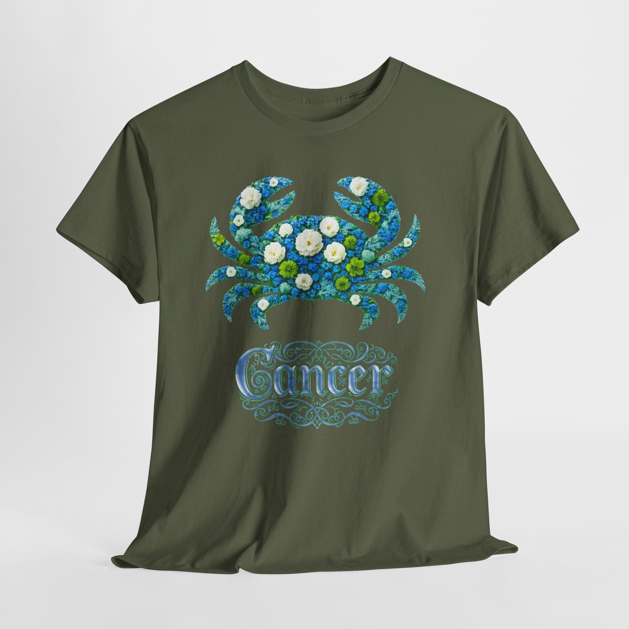Cancer Floral Zodiac Tee, Astrology Shirt, Gift for Cancer, Horoscope Apparel, Unisex Tees, Cute Crab Design