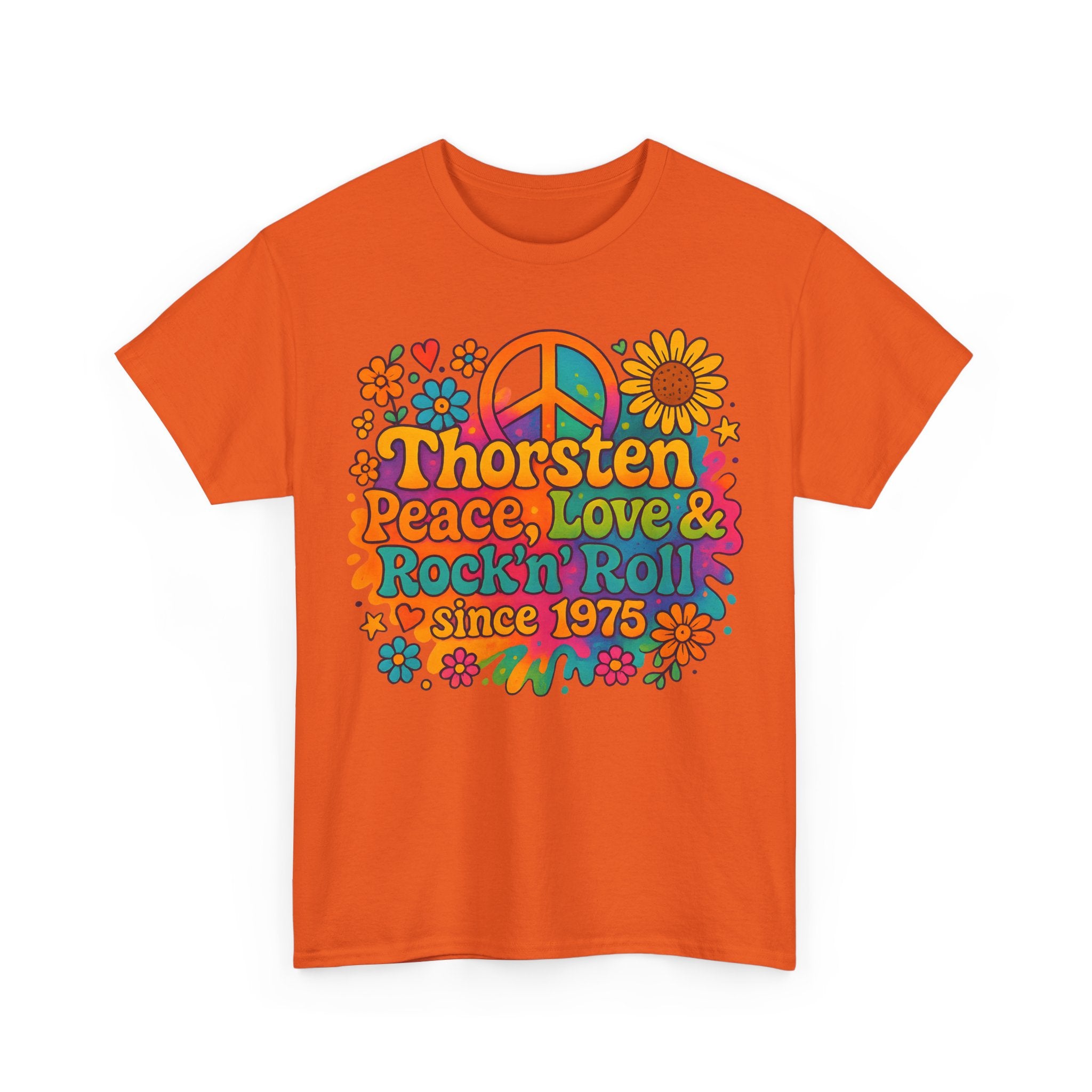 Thorsten, 1975, Retro Peace & Love Tee, Unisex Heavy Cotton Top, Vintage Rock'n'Roll Shirt, Music Lover Gift, 70s Inspired Fashion
