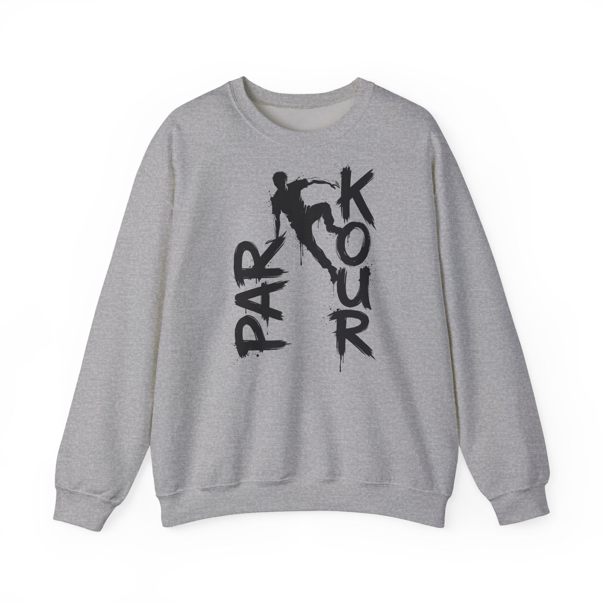 Parkour 11: Frontprint, Unisex Sweatshirt - Urban Stunt Silhouette Crewneck
