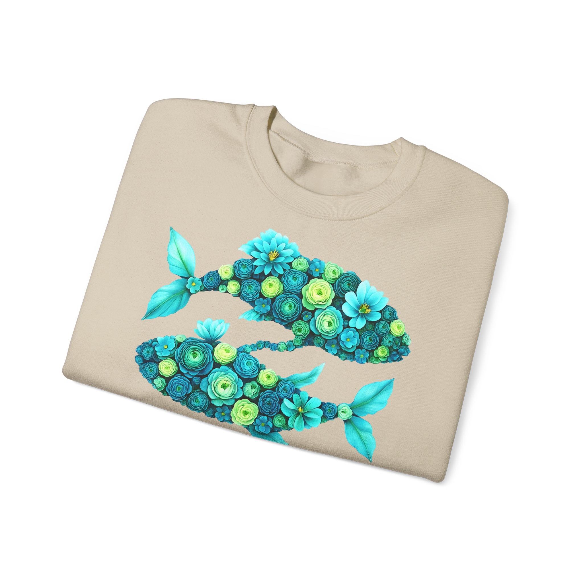 Fische: Frontprint, Unisex Sweatshirt, florales Sternzeichen, Zodiac Astrologie (Pisces)