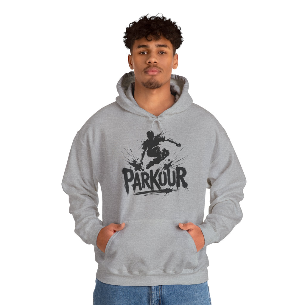 Parkour 01: Frontprint, Unisex Hoodie - Urban Stunt Silhouette Crewneck
