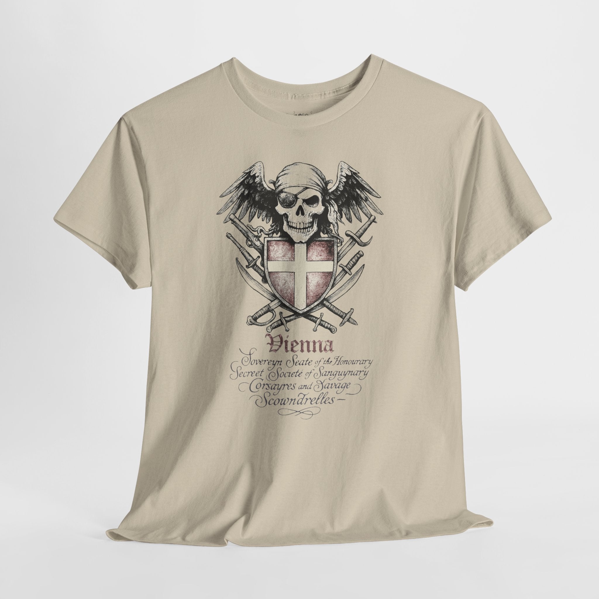 Grimwater Edition - Vienna, the sinister old headquarter of the Secret Society of bloodthirsty Pirates, Skull and Sword Gothic T-shirt