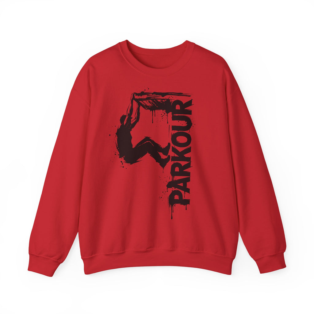 Parkour 09: Frontprint, Unisex Sweatshirt - Urban Stunt Silhouette Crewneck