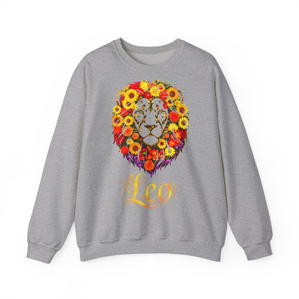 Löwe: Frontprint, Unisex Sweatshirt, florales Sternzeichen, Zodiac Astrologie (Leo)