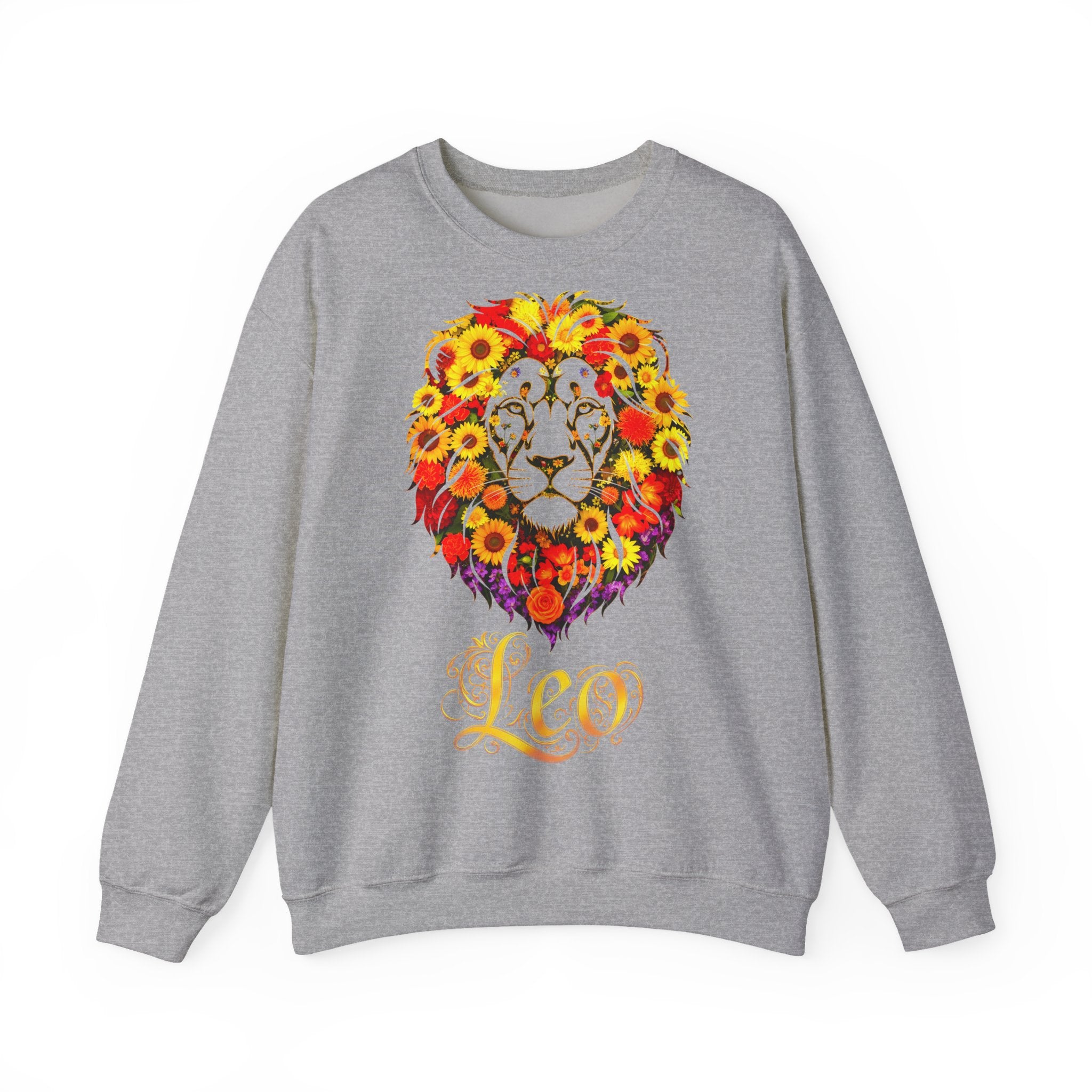 Löwe: Frontprint, Unisex Sweatshirt, florales Sternzeichen, Zodiac Astrologie (Leo)