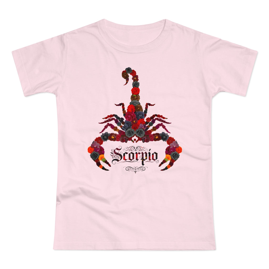 Skorpion: Frontprint, Womens' T-Shirt, florales Sternzeichen, Zodiac Astrologie (Scorpio)