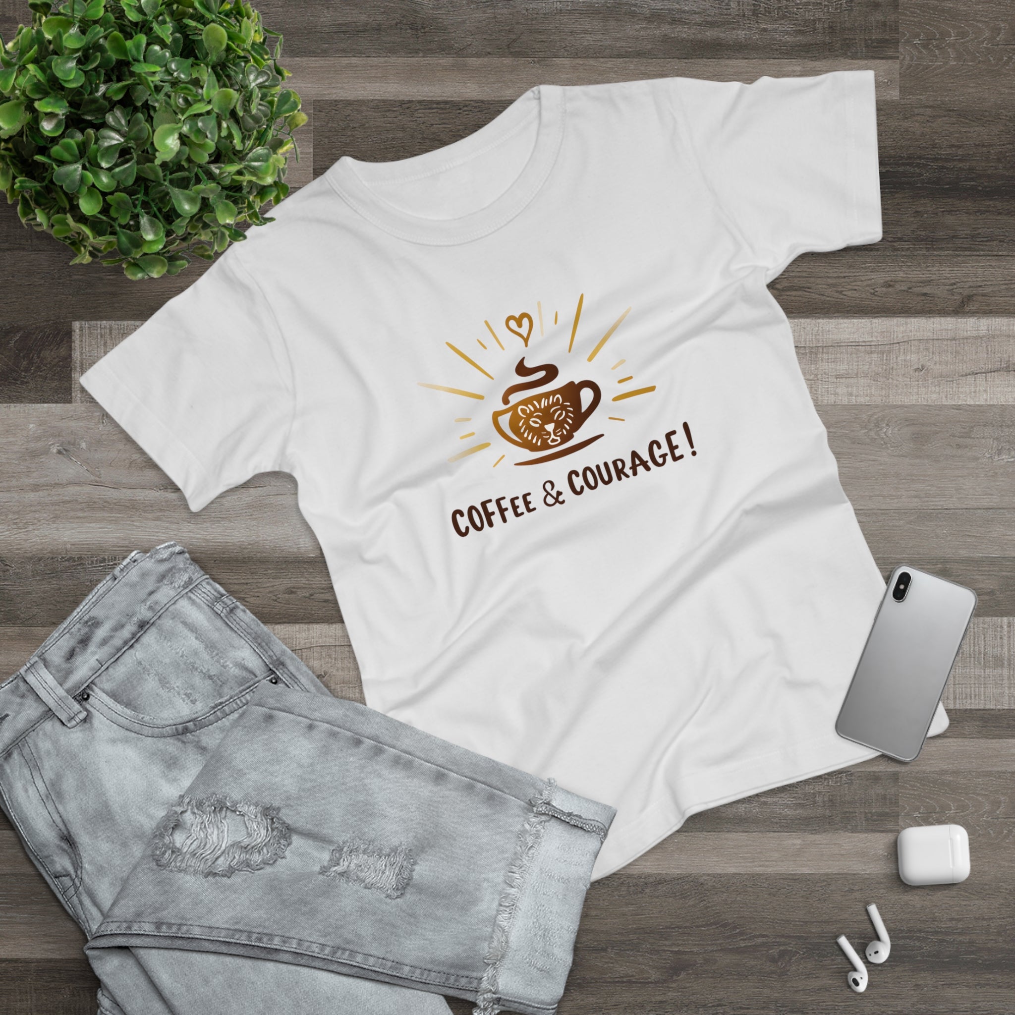 Coffee & Courage, Frontprint, Women's T-Shirt