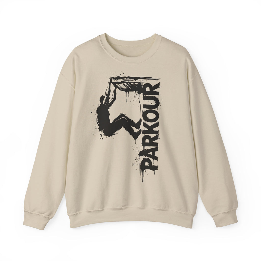 Parkour 09: Frontprint, Unisex Sweatshirt - Urban Stunt Silhouette Crewneck