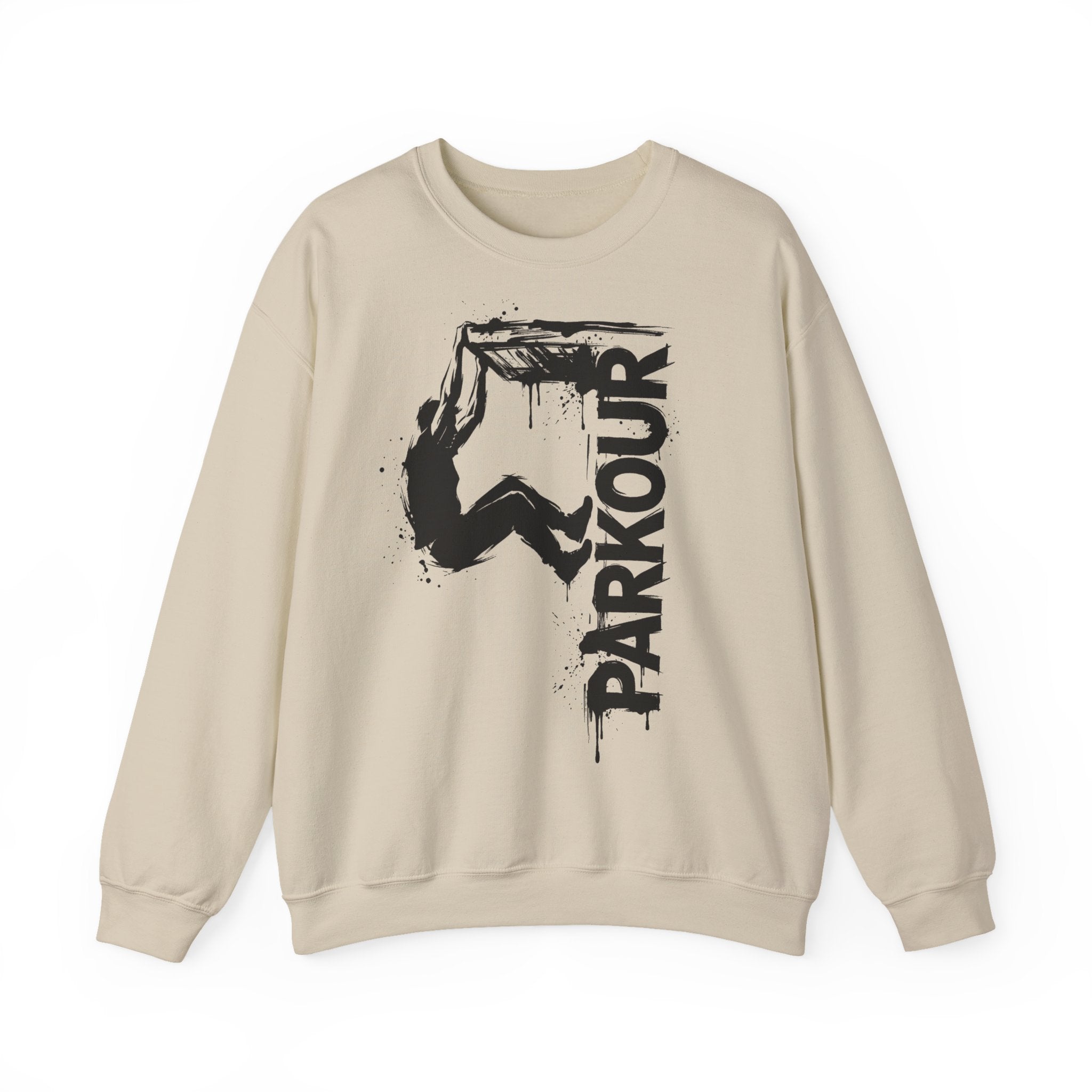 Parkour 09: Frontprint, Unisex Sweatshirt - Urban Stunt Silhouette Crewneck
