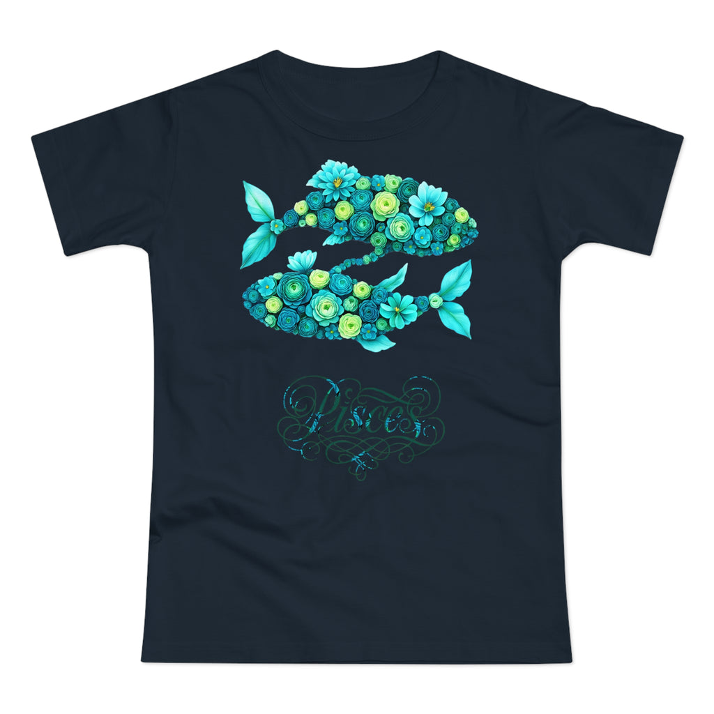 Fische: Frontprint, Womens' T-Shirt, florales Sternzeichen, Zodiac Astrologie (Pisces)