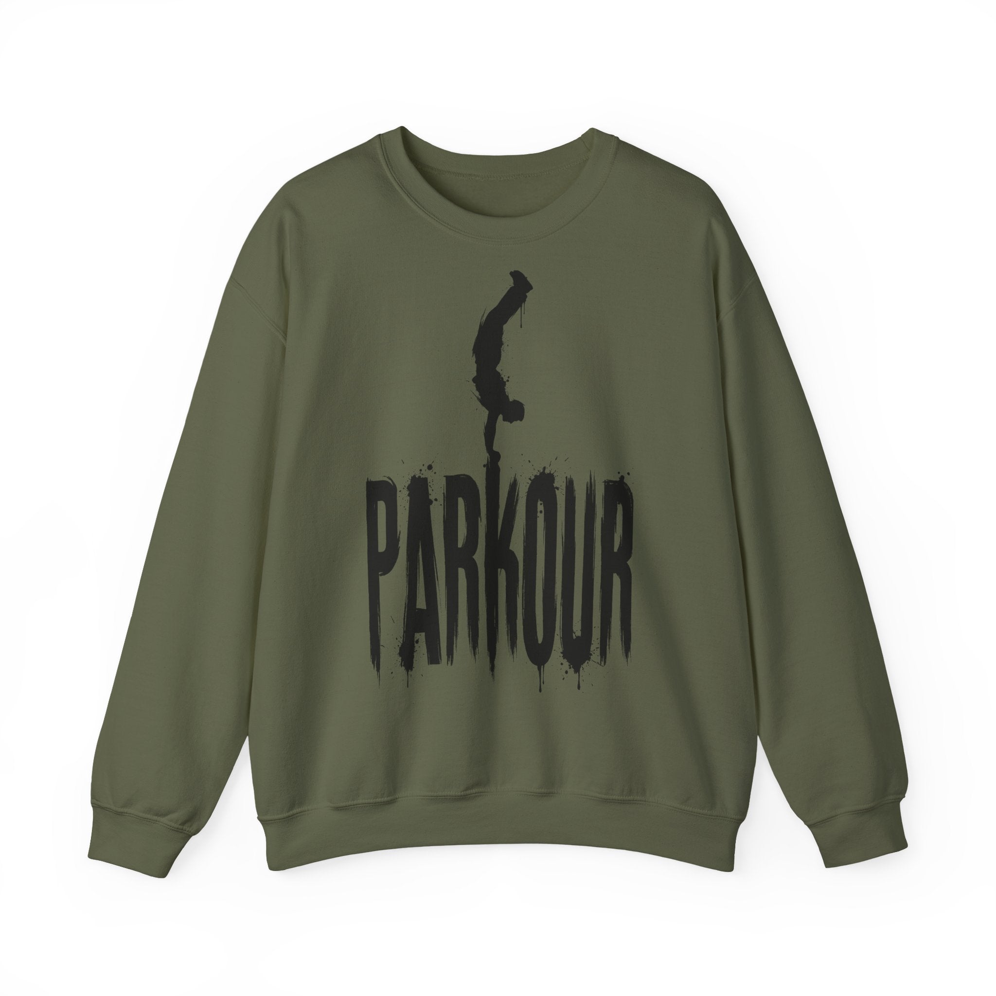 Parkour 03: Frontprint, Unisex Sweatshirt - Urban Stunt Silhouette Crewneck