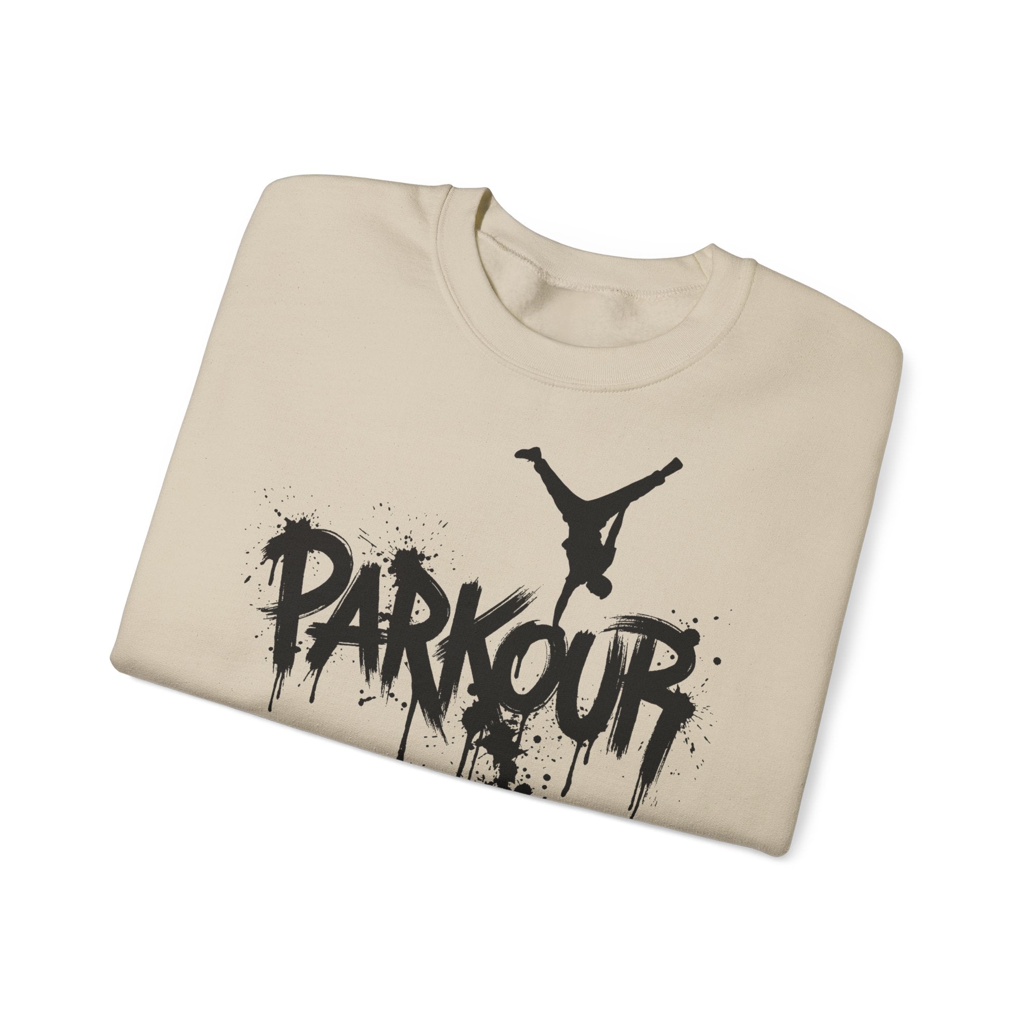 Parkour 05: Frontprint, Unisex Sweatshirt - Urban Stunt Silhouette Crewneck
