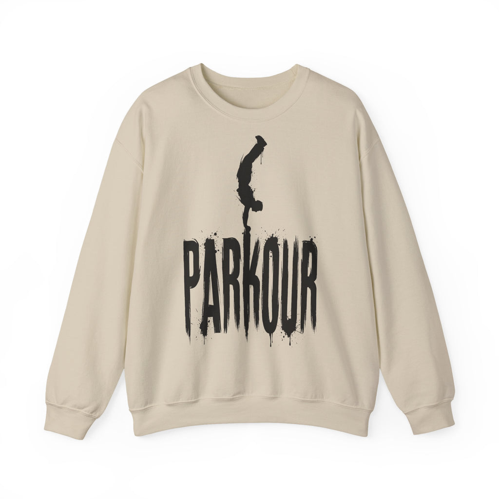 Parkour 03: Frontprint, Unisex Sweatshirt - Urban Stunt Silhouette Crewneck