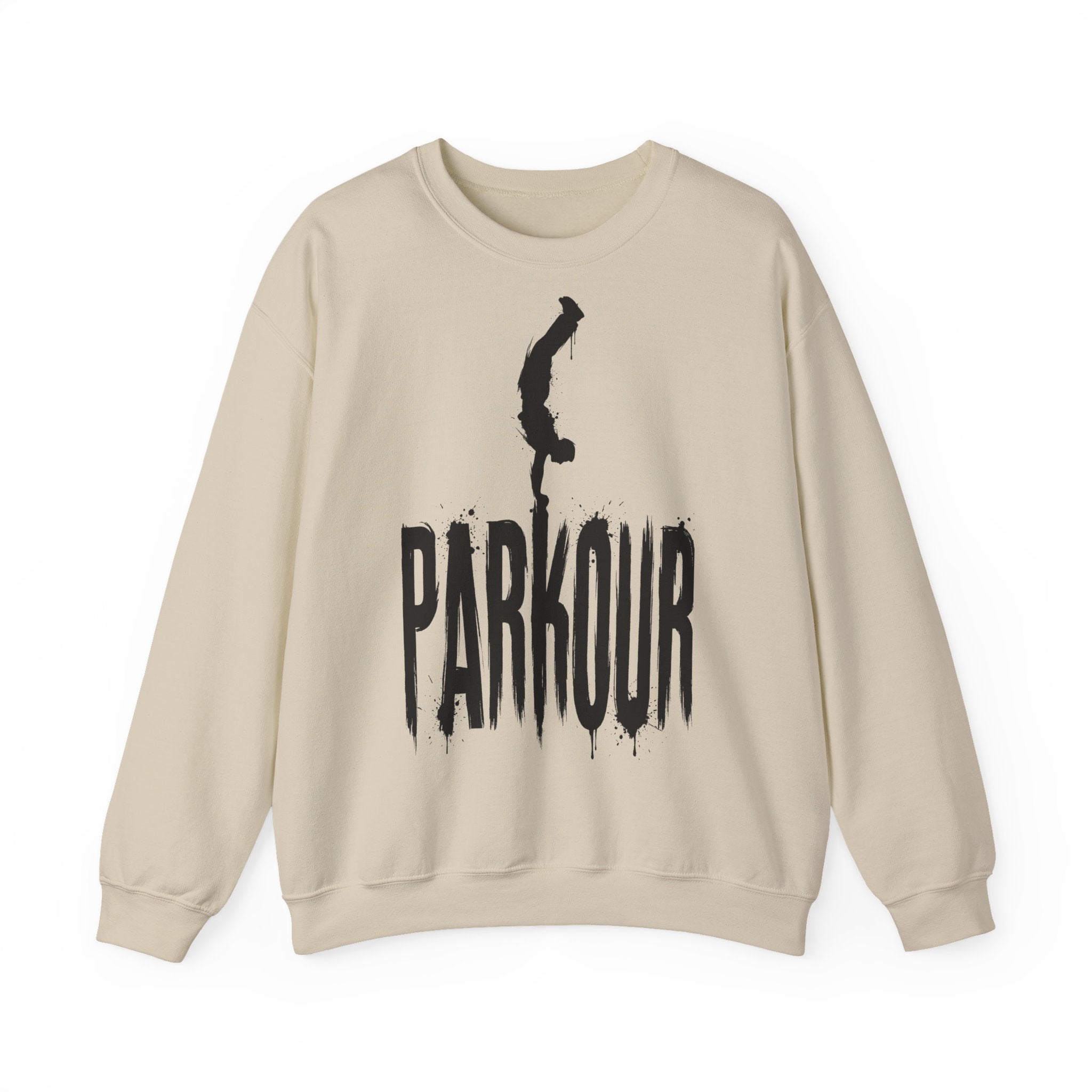 Parkour 03: Frontprint, Unisex Sweatshirt - Urban Stunt Silhouette Crewneck