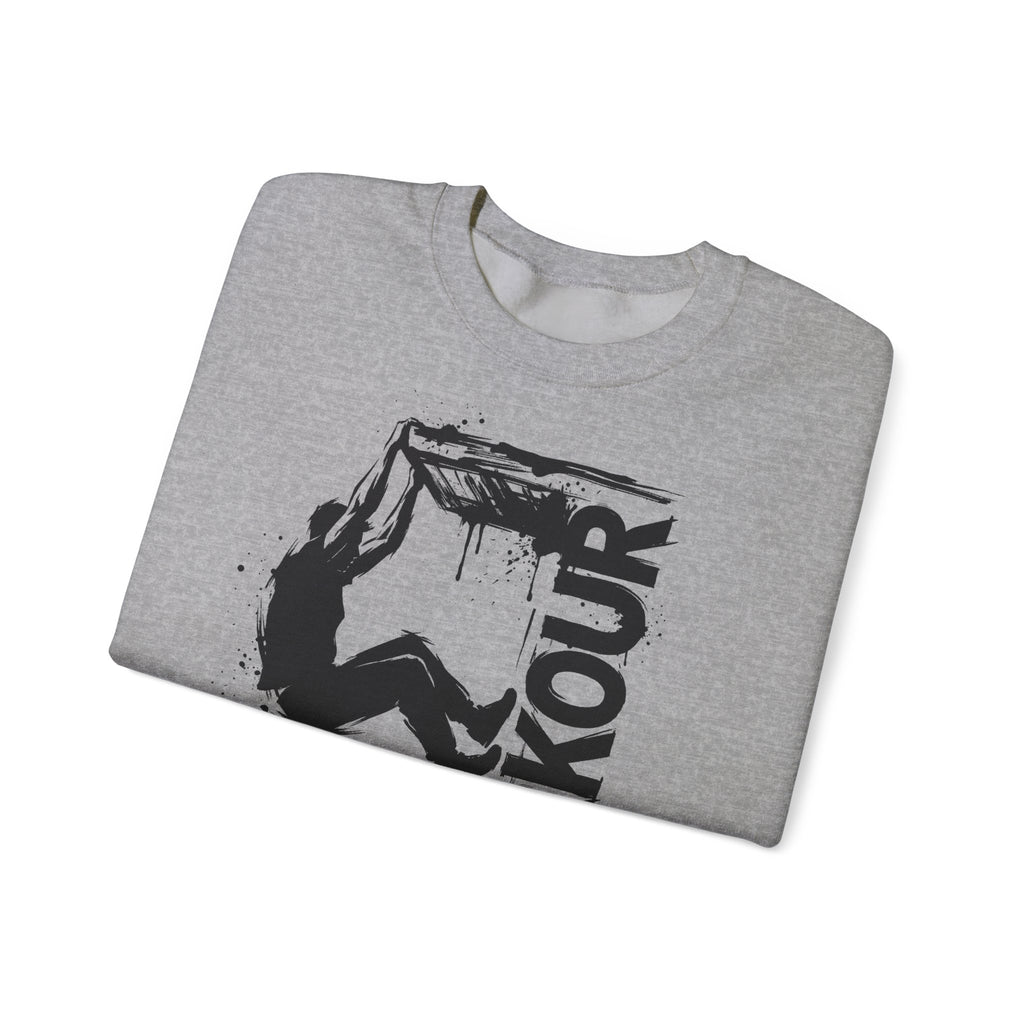 Parkour 09: Frontprint, Unisex Sweatshirt - Urban Stunt Silhouette Crewneck