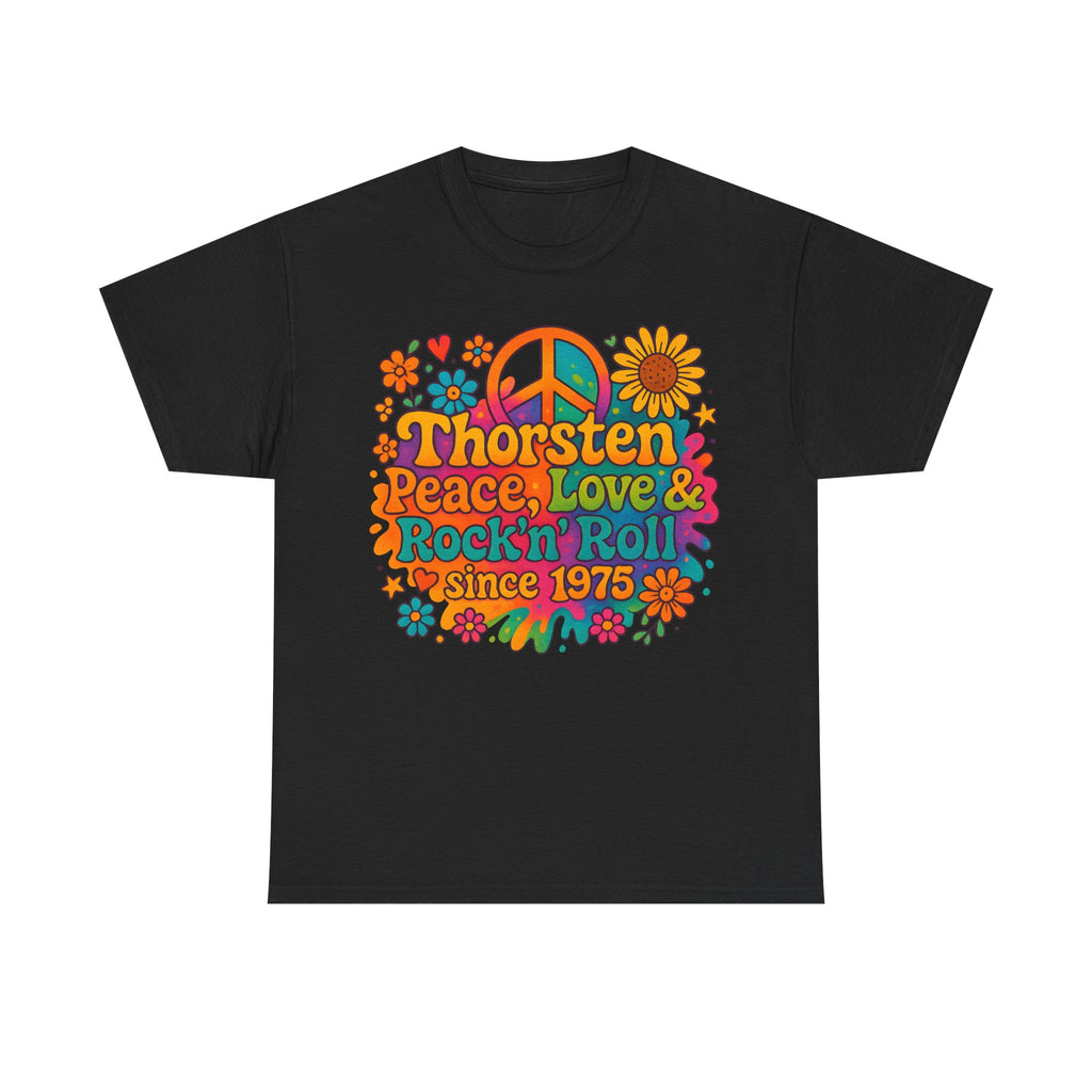Thorsten, 1975, Retro Peace & Love Tee, Unisex Heavy Cotton Top, Vintage Rock'n'Roll Shirt, Music Lover Gift, 70s Inspired Fashion