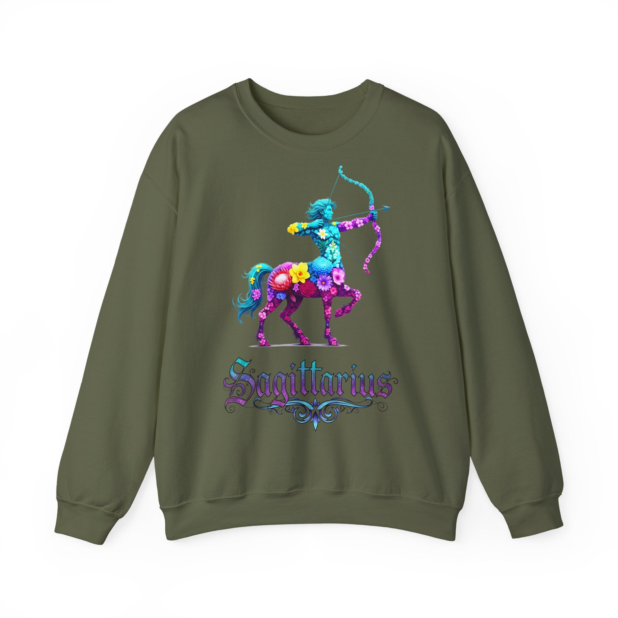 Schütze: Frontprint, Unisex Sweatshirt, florales Sternzeichen, Zodiac Astrologie (Sagittarius)