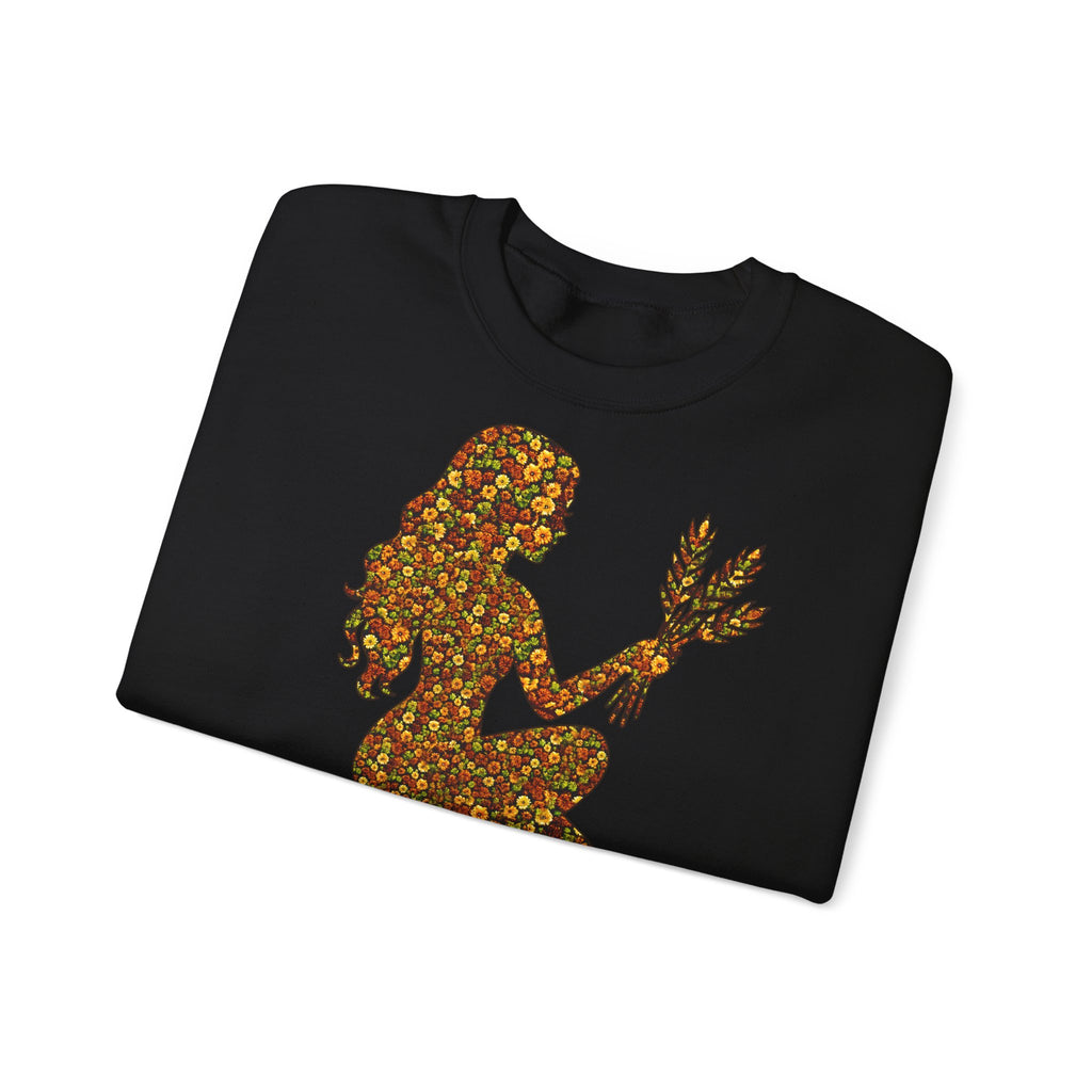 Jungfrau: Frontprint, Unisex Sweatshirt, florales Sternzeichen, Zodiac Astrologie (Virgo)