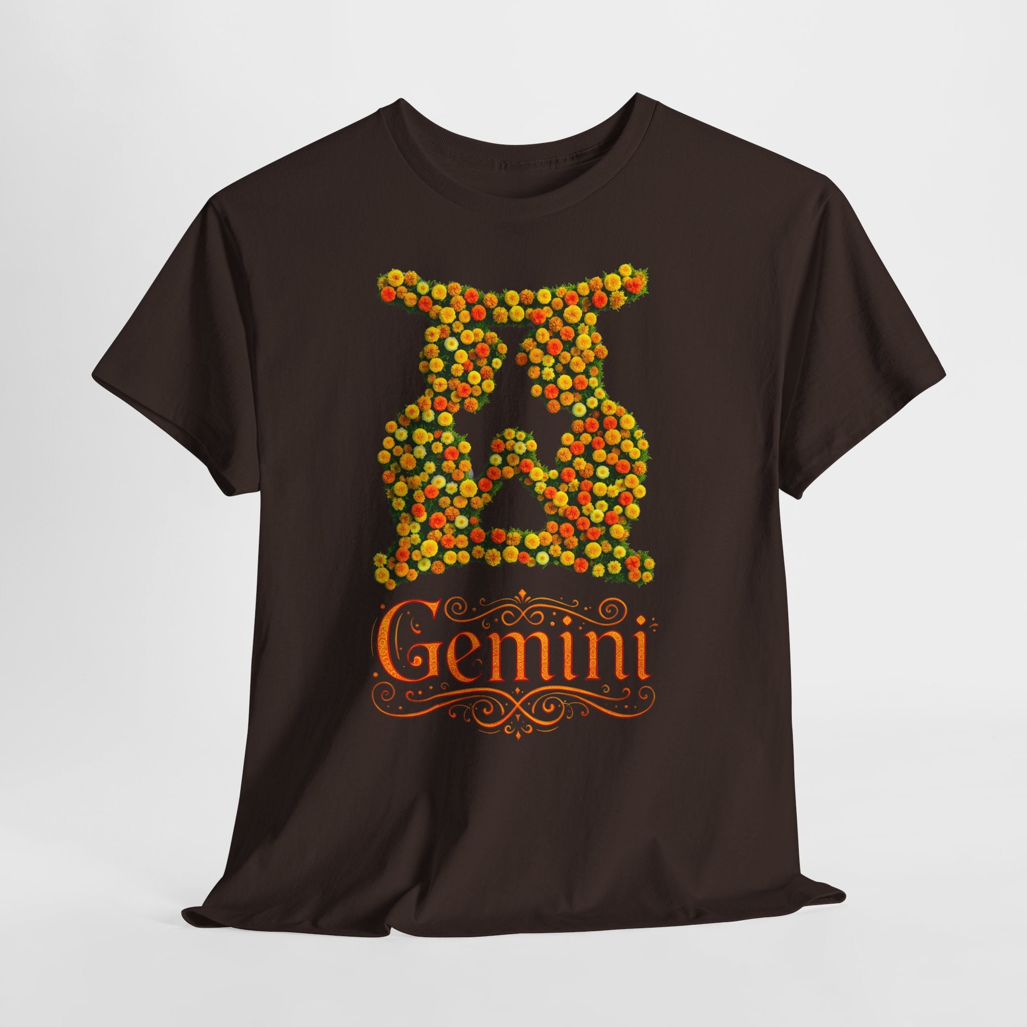 Zwilling: Frontprint, Unisex T-Shirt - Florales Sternzeichen Astrologie (Gemini)