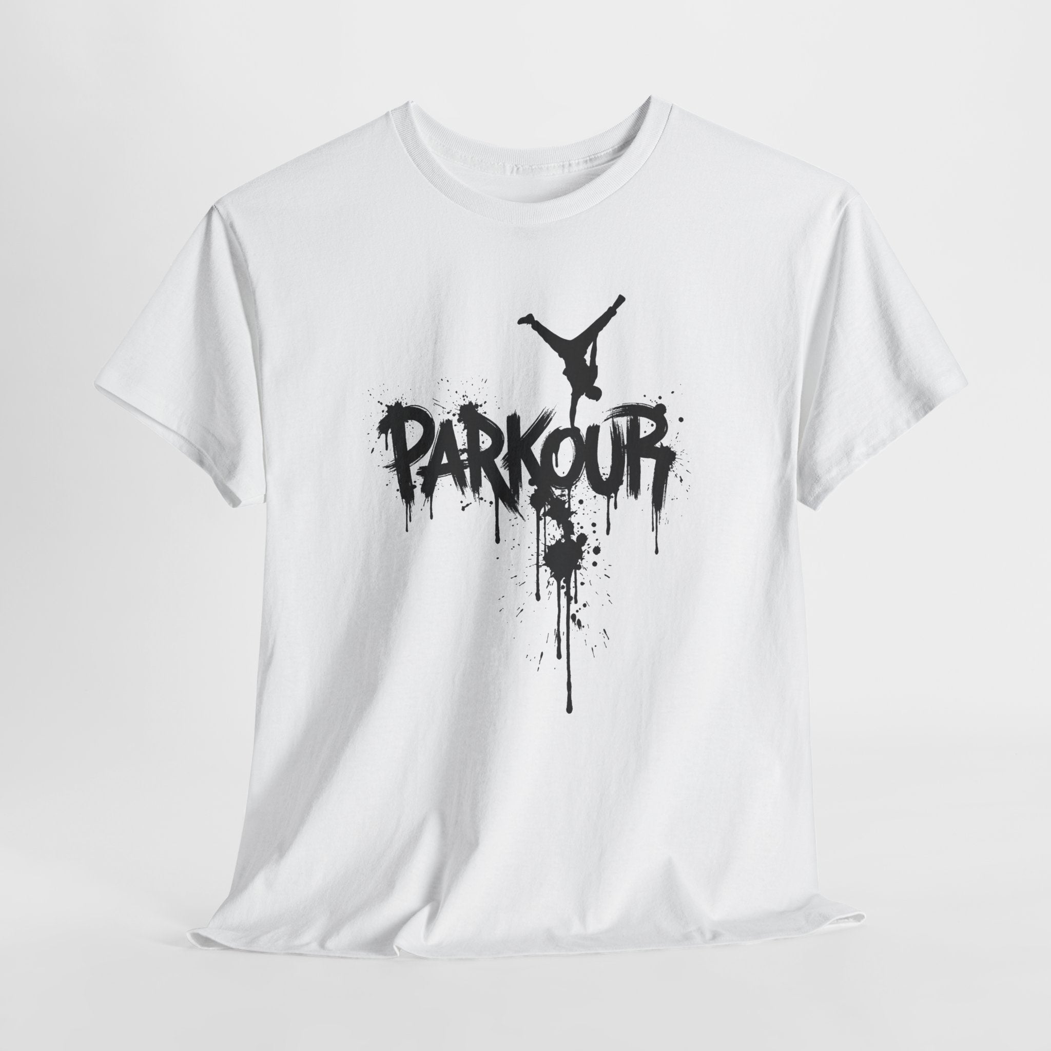 Parkour 05: Frontprint, Unisex T-Shirt - Urban Stunt Silhouette Crewneck