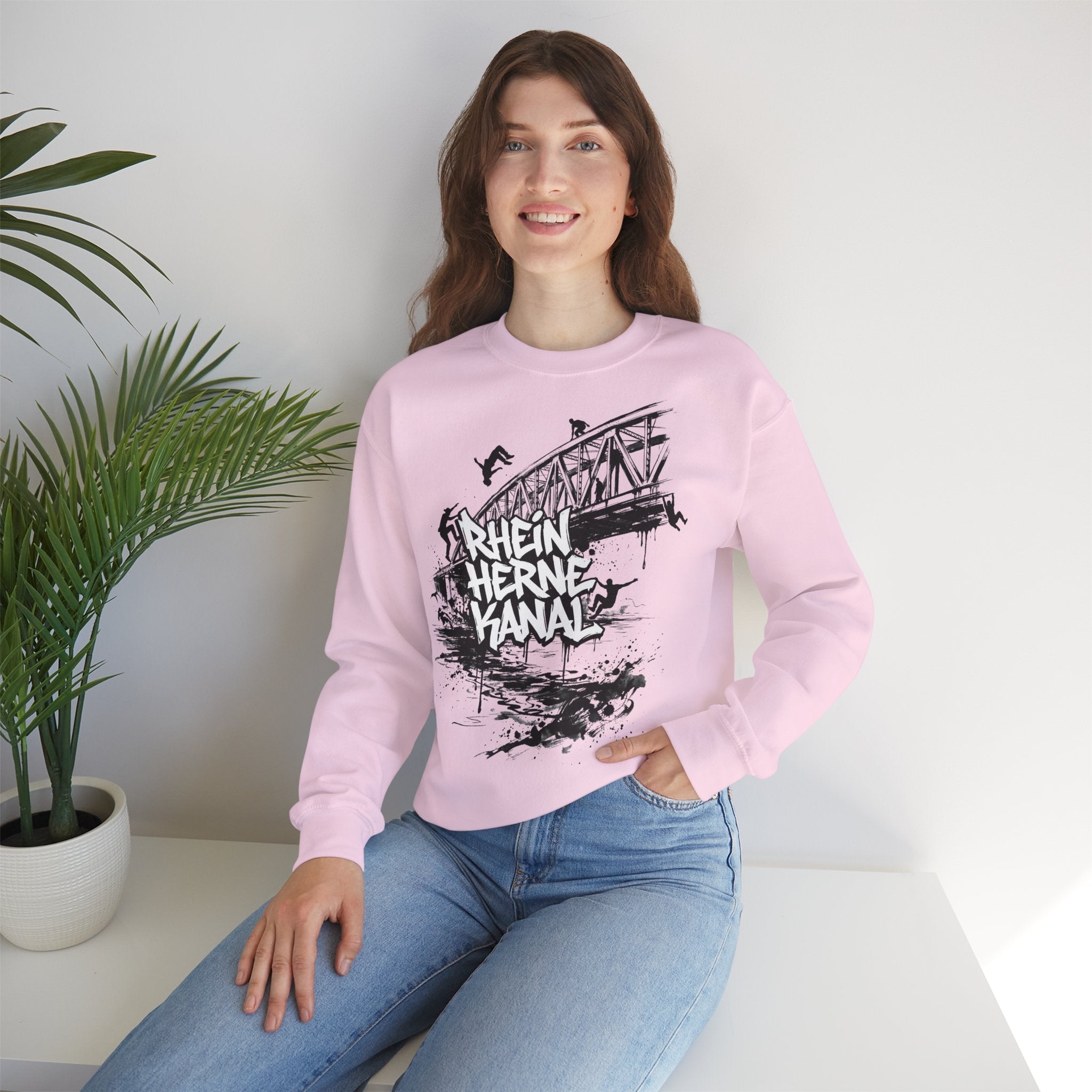 Parkour C: Frontprint, Unisex Sweatshirt - Urban Stunt Silhouette Crewneck