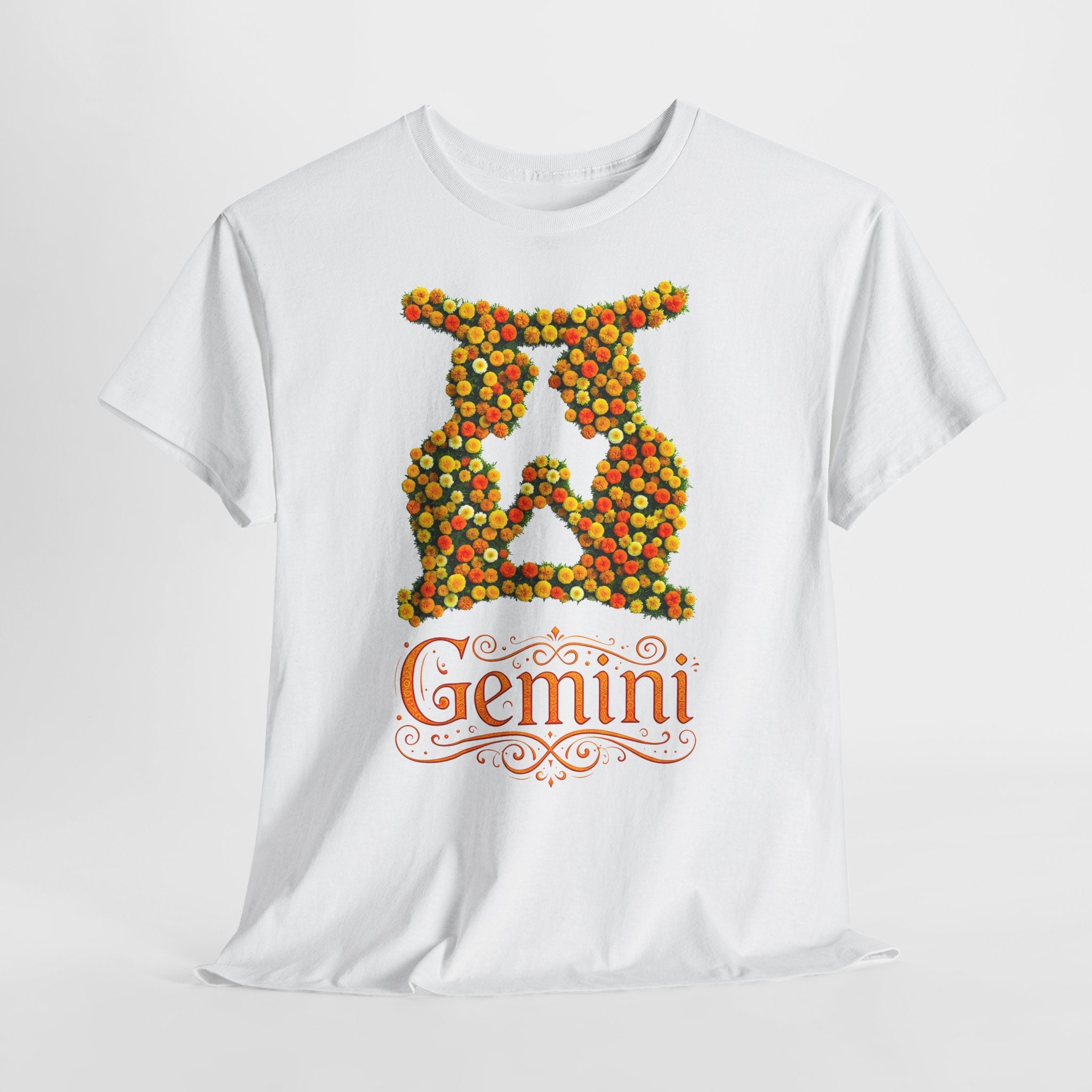Zwilling: Frontprint, Unisex T-Shirt - Florales Sternzeichen Astrologie (Gemini)