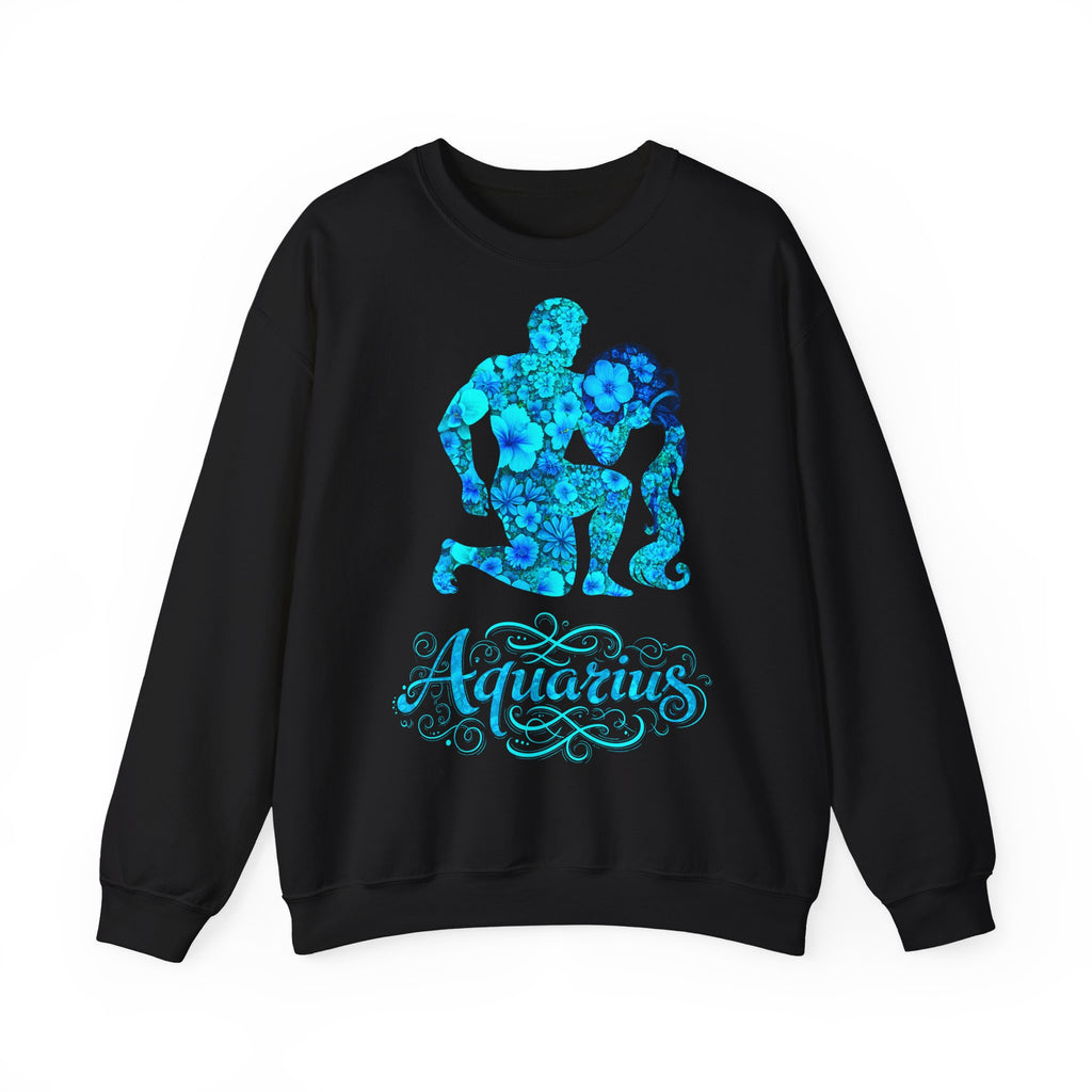 Wassermann: Frontprint, Unisex Sweatshirt, florales Sternzeichen, Astrologie Zodiac (Aquarius)