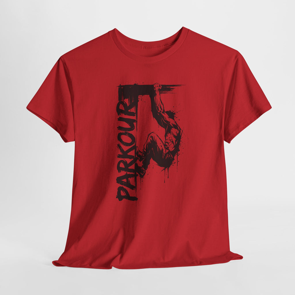 Parkour 08: Frontprint, Unisex T-Shirt - Urban Stunt Silhouette Crewneck