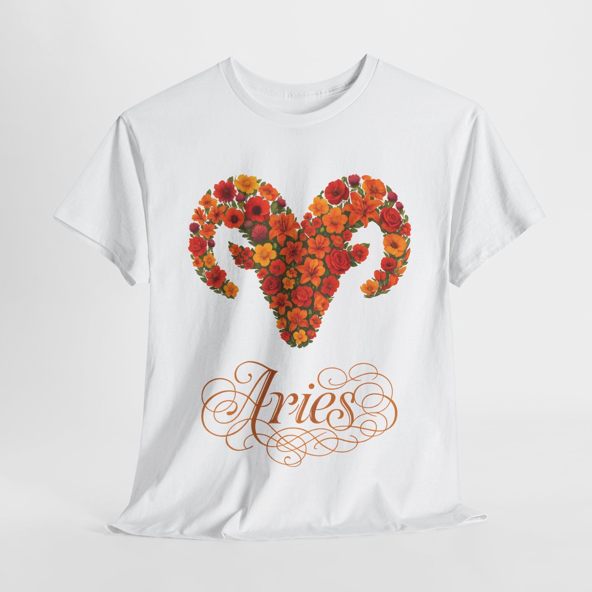 Aries Floral Zodiac Tee, Astrology Gift, Unisex Cotton T-Shirt, Horoscope Apparel, Birthday Gift, Celestial Fashion
