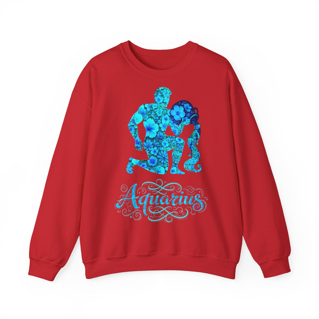 Wassermann: Frontprint, Unisex Sweatshirt, florales Sternzeichen, Astrologie Zodiac (Aquarius)