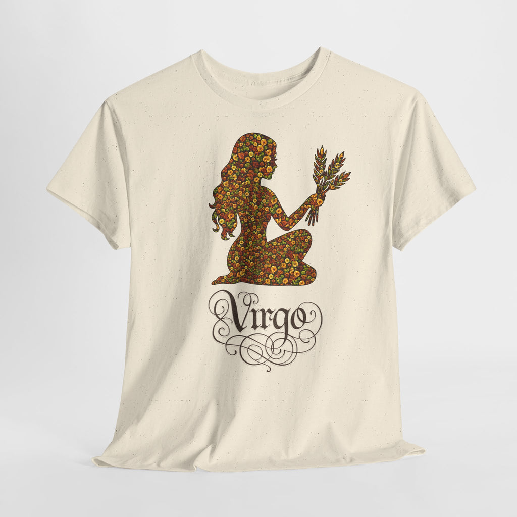 Jungfrau: Frontprint, Unisex T-Shirt - Florales Sternzeichen Astrologie (Virgo)