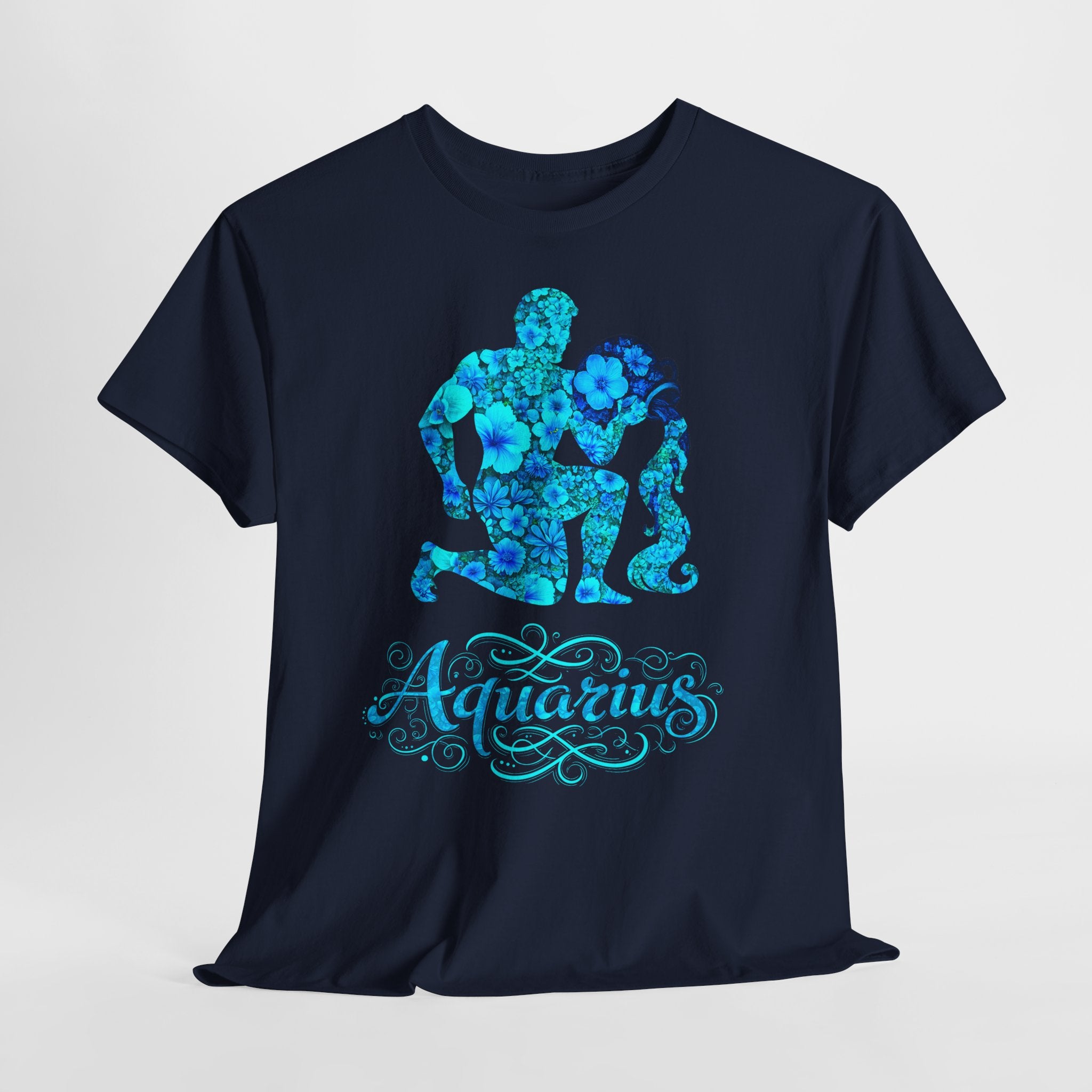 Wassermann: Frontprint, Unisex T-Shirt - Florales Sternzeichen Astrologie (Aquarius)