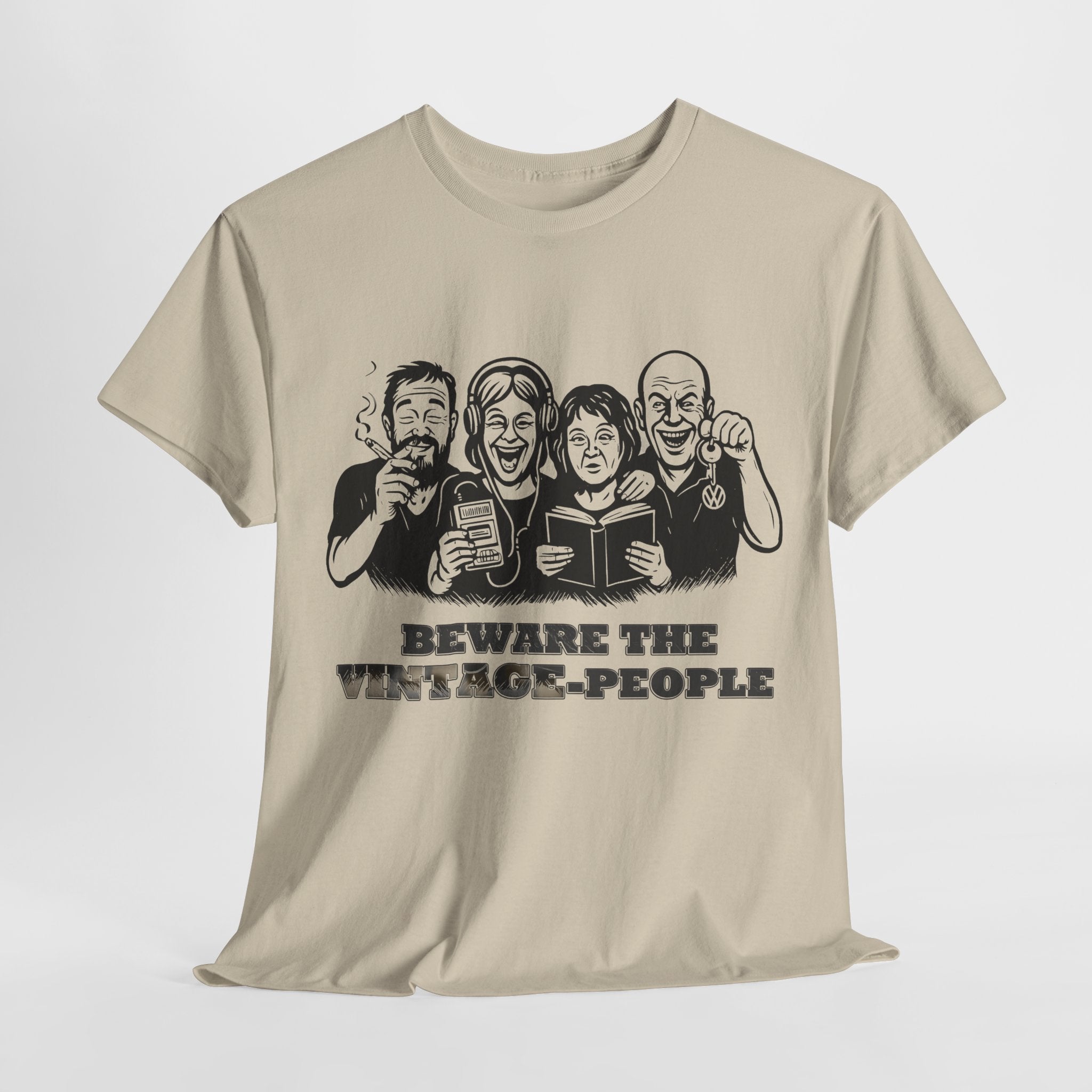 Vintage People - Retro Walkman, VW Bully, Peace Love Rock'n Roll Shirt