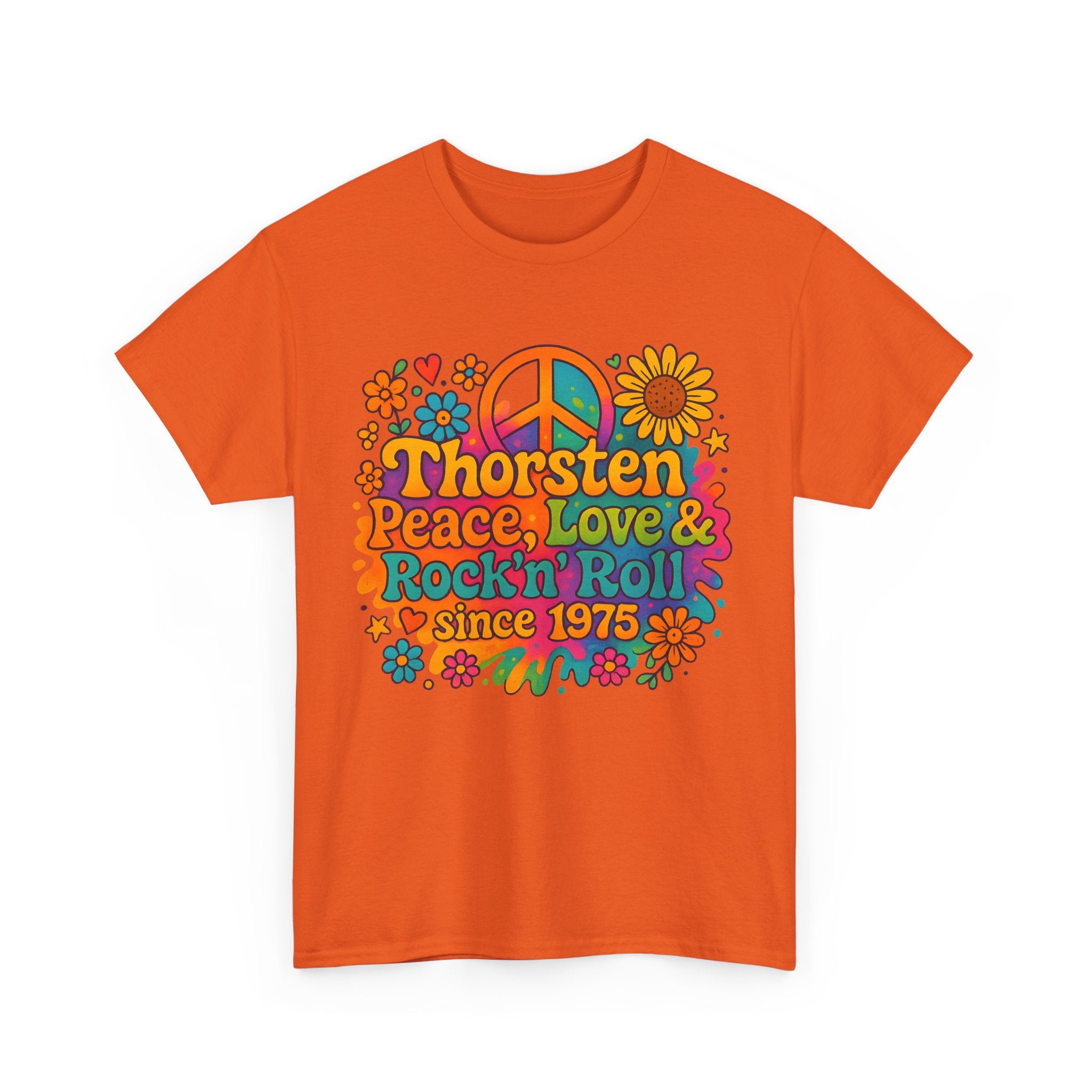 Thorsten, 1975, Retro Peace & Love Tee, Unisex Heavy Cotton Top, Vintage Rock'n'Roll Shirt, Music Lover Gift, 70s Inspired Fashion