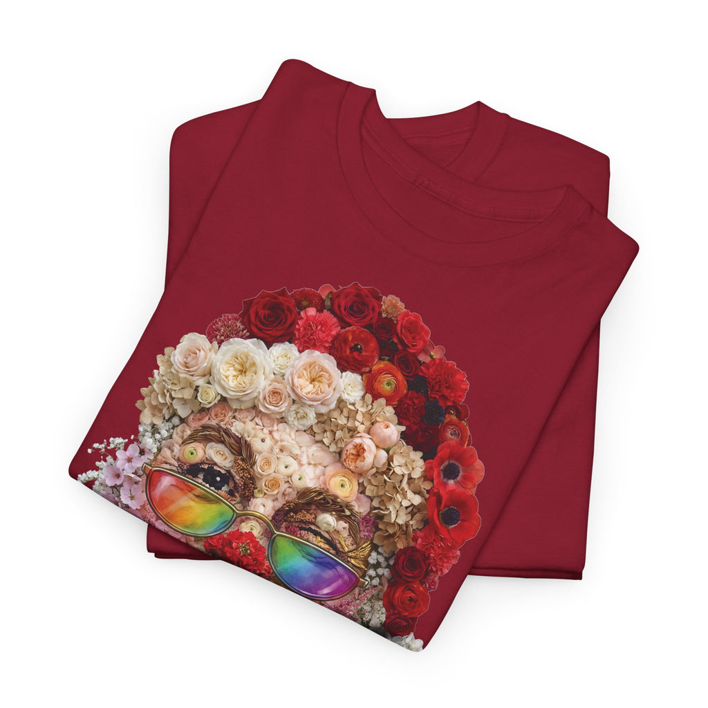 Blumen-Santa: Frontprint, Unisex T-Shirt, Floral Colorful Retro Santa with Cigar Weihnachten