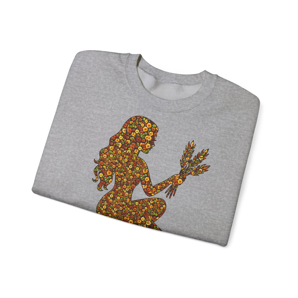 Jungfrau: Frontprint, Unisex Sweatshirt, florales Sternzeichen, Zodiac Astrologie (Virgo)