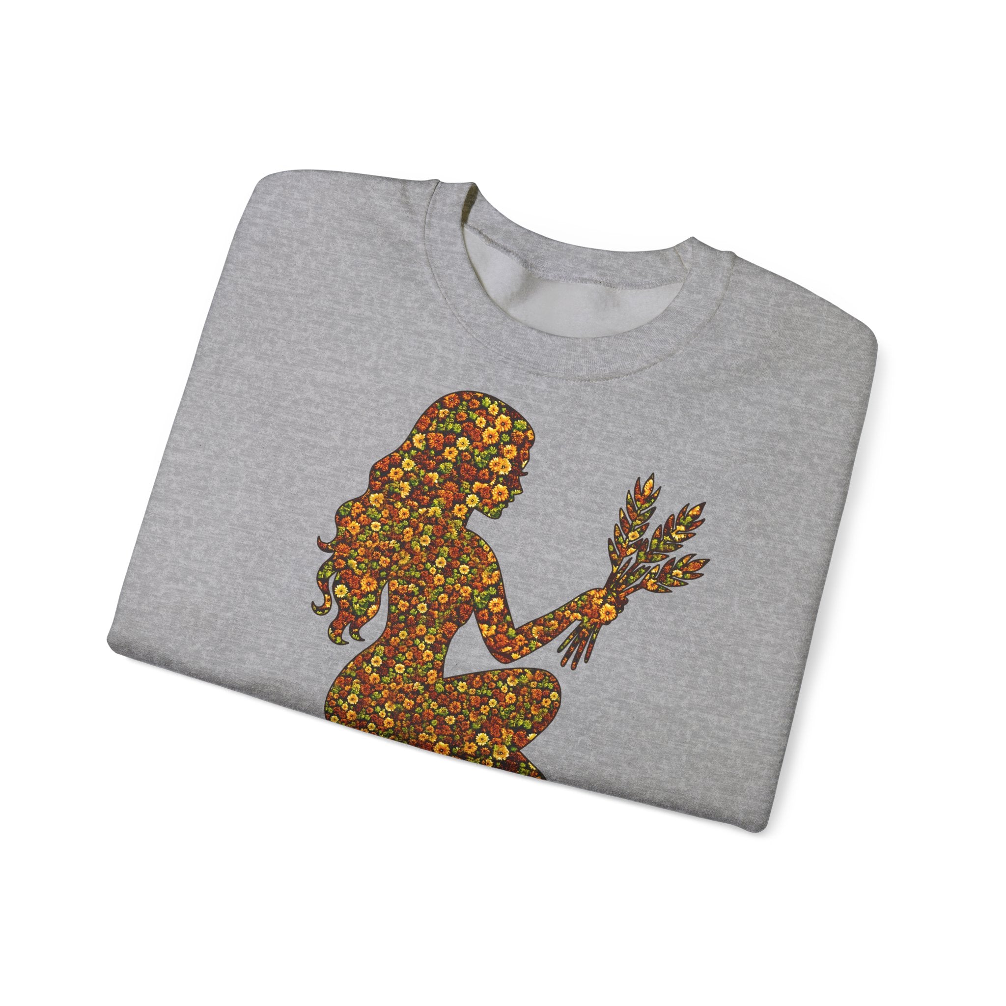 Jungfrau: Frontprint, Unisex Sweatshirt, florales Sternzeichen, Zodiac Astrologie (Virgo)