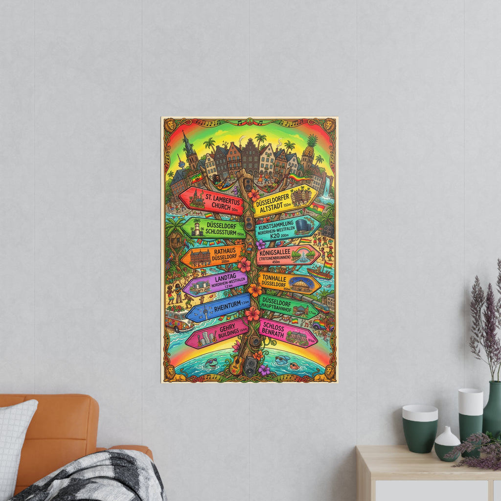 Poster 60 x 90: Düsseldorf Reggae-Signpost - Wall Art