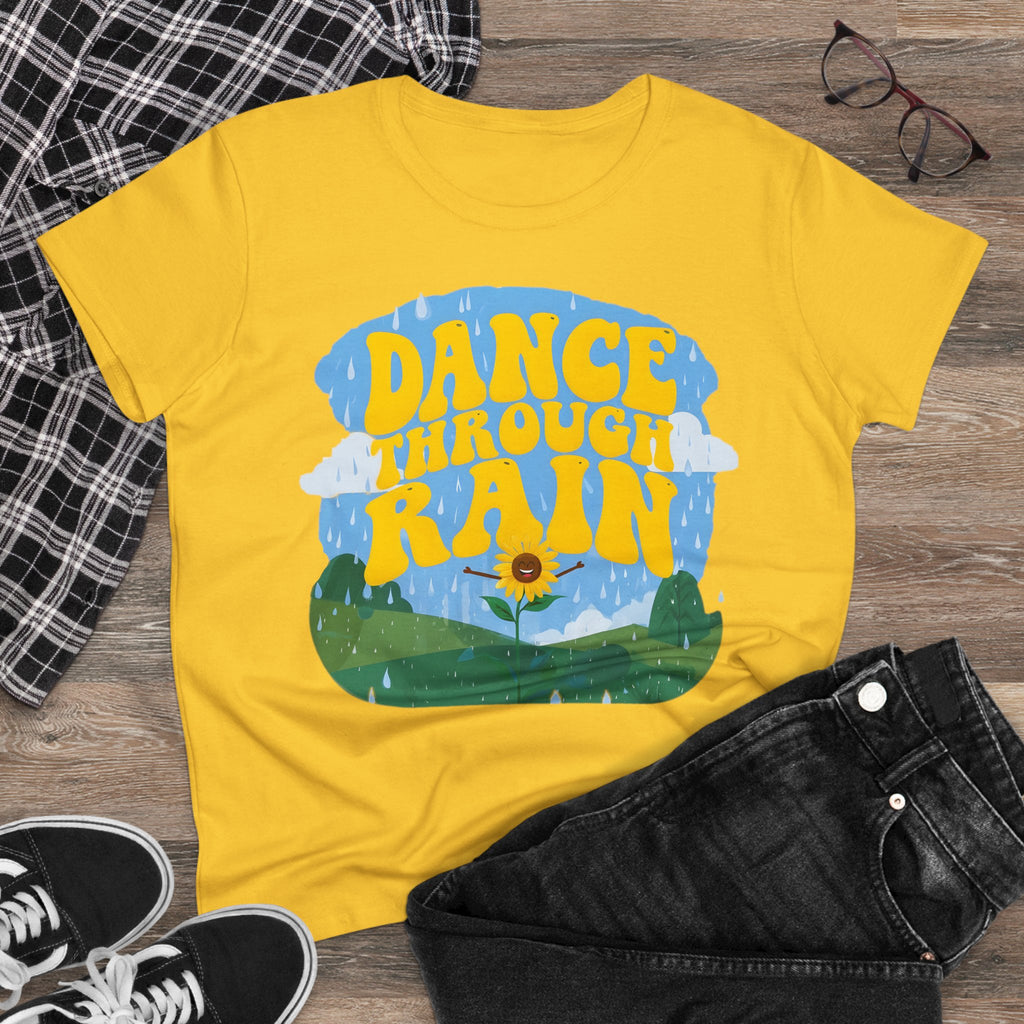 Dance through Rain - Miss Positive Vibes: Frontprint, Womens' T-Shirt