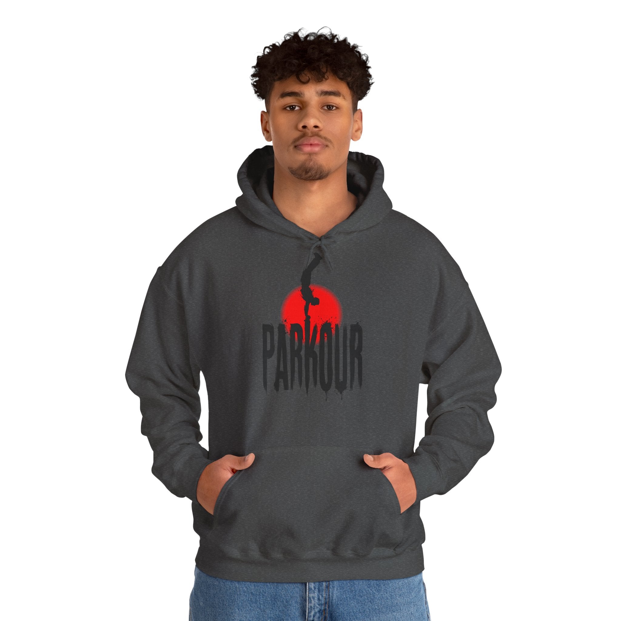 Parkour B: Frontprint, Unisex Sweatshirt - Urban Stunt Silhouette Crewneck