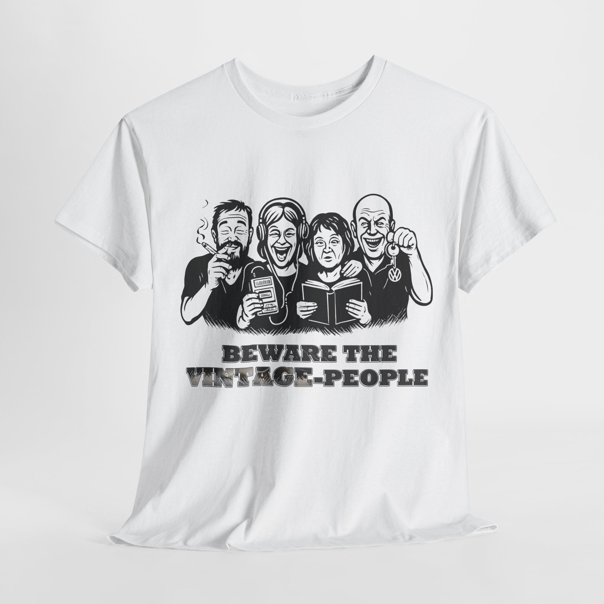 Vintage People - Retro Walkman, VW Bully, Peace Love Rock'n Roll Shirt