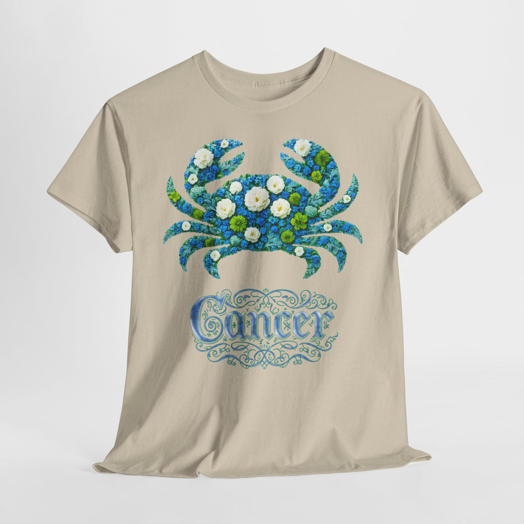 Krebs: Frontprint, Unisex T-Shirt - Florales Sternzeichen Astrologie (Cancer)