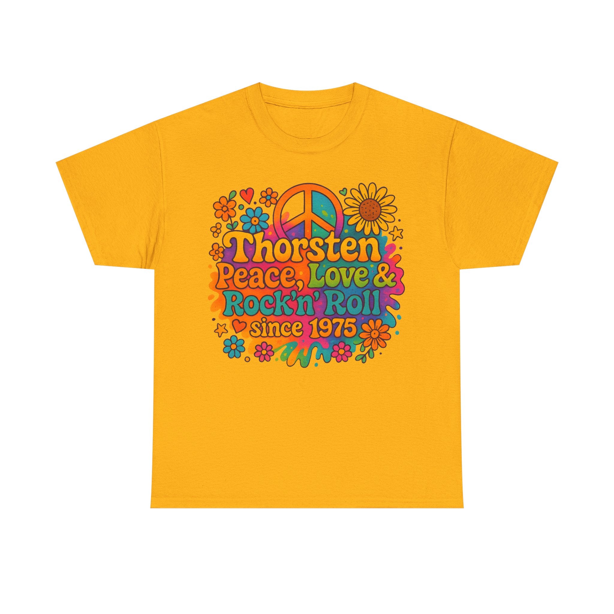 Thorsten, 1975, Retro Peace & Love Tee, Unisex Heavy Cotton Top, Vintage Rock'n'Roll Shirt, Music Lover Gift, 70s Inspired Fashion