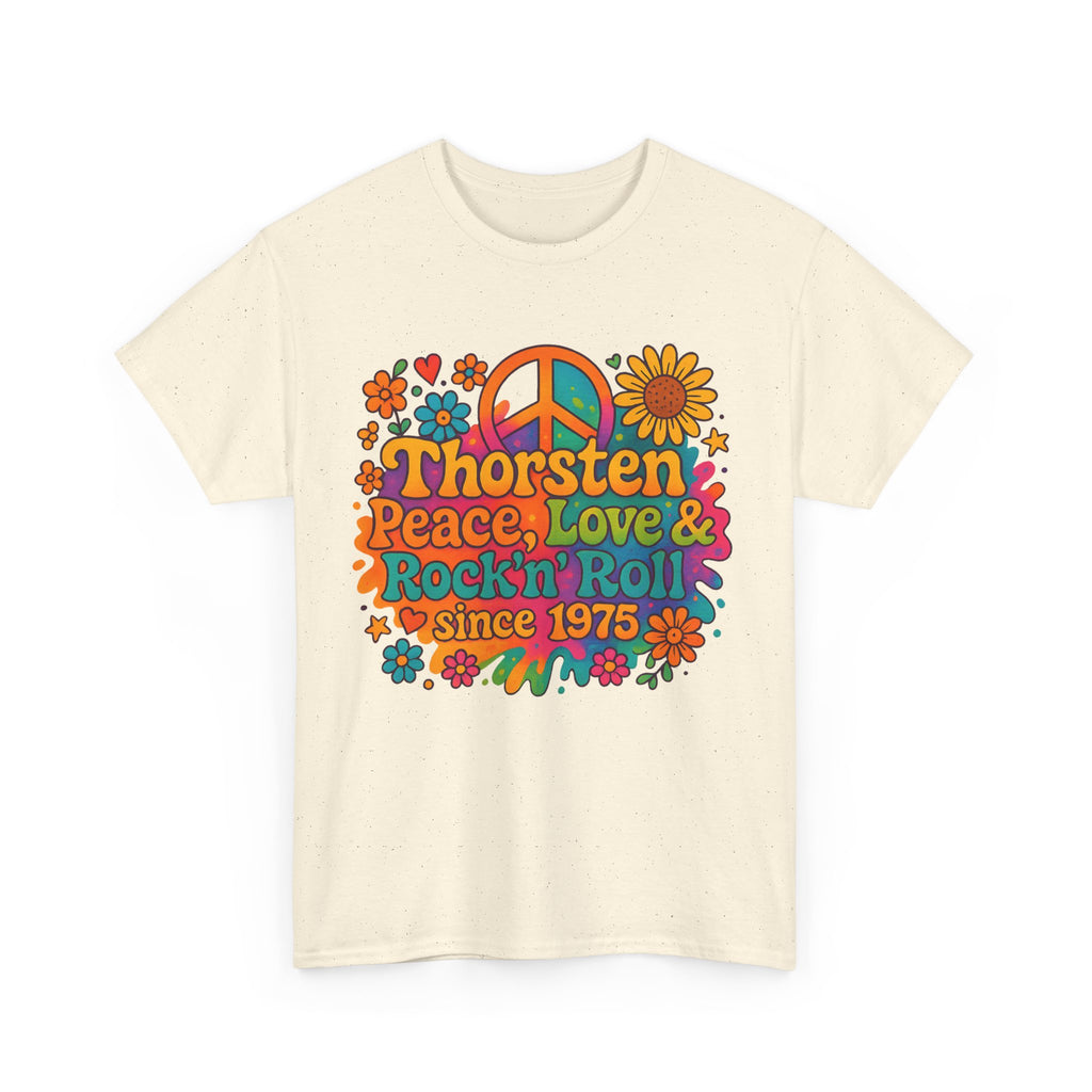 Thorsten, 1975, Retro Peace & Love Tee, Unisex Heavy Cotton Top, Vintage Rock'n'Roll Shirt, Music Lover Gift, 70s Inspired Fashion