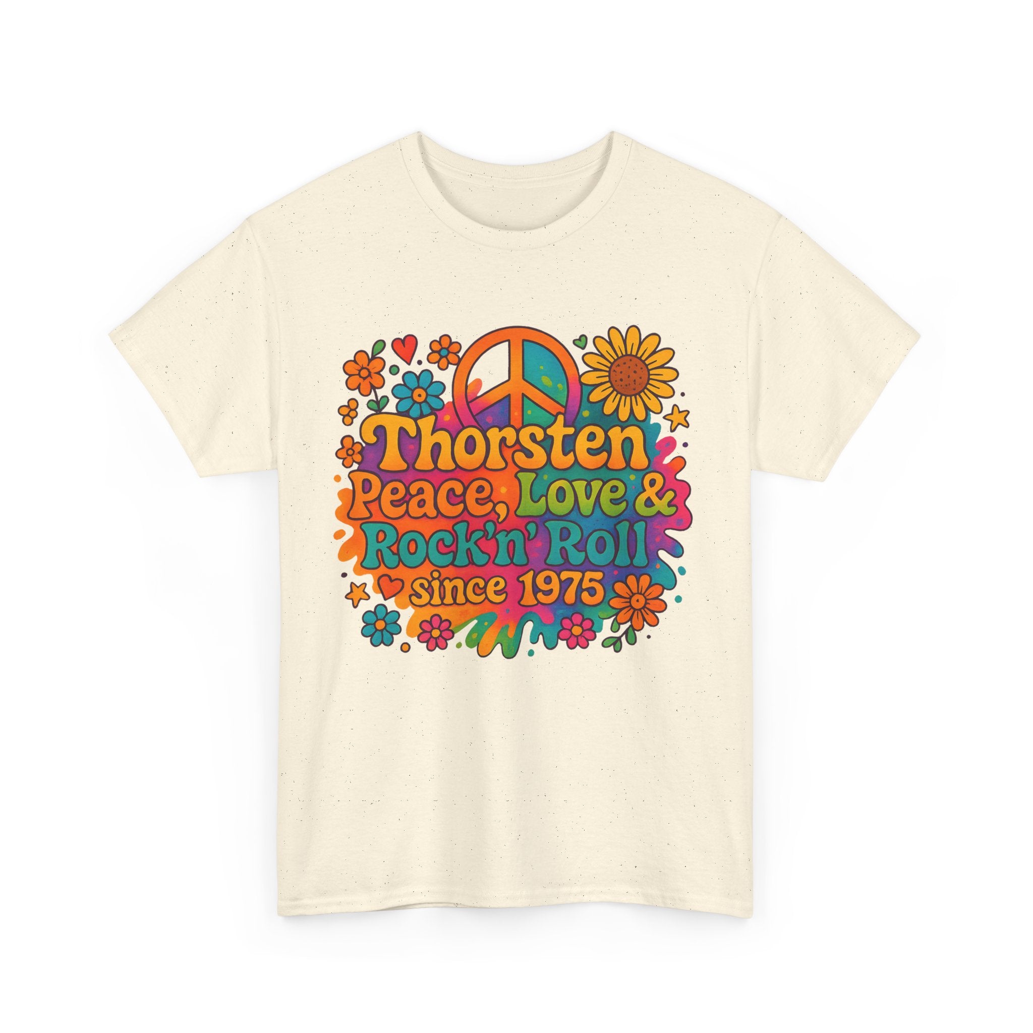 Thorsten, 1975, Retro Peace & Love Tee, Unisex Heavy Cotton Top, Vintage Rock'n'Roll Shirt, Music Lover Gift, 70s Inspired Fashion