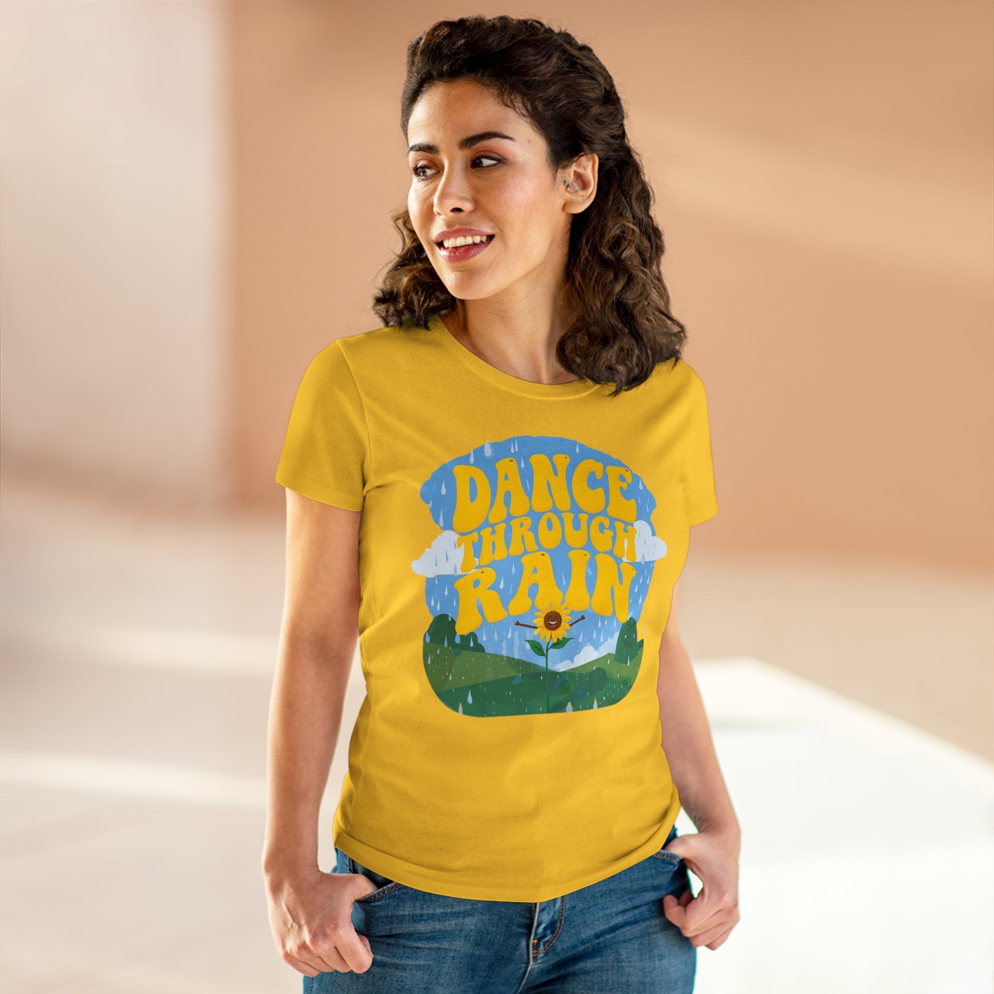 Dance through Rain - Miss Positive Vibes: Frontprint, Womens' T-Shirt